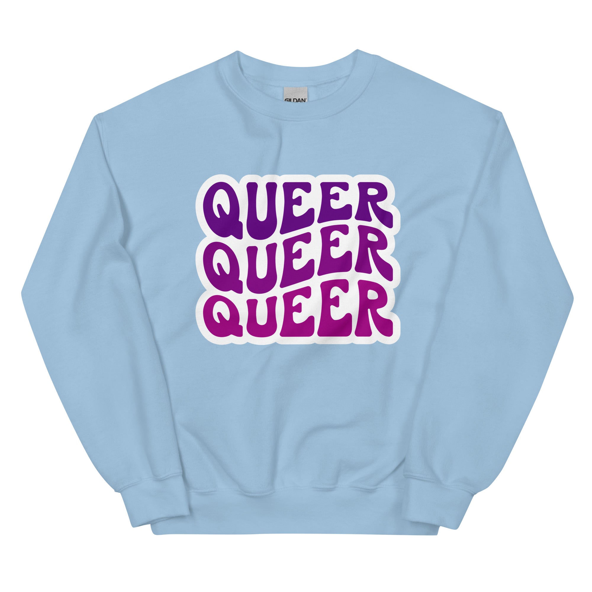"Queer" bold statement crewneck sweatshirt, view 6 — Rose Gold Co