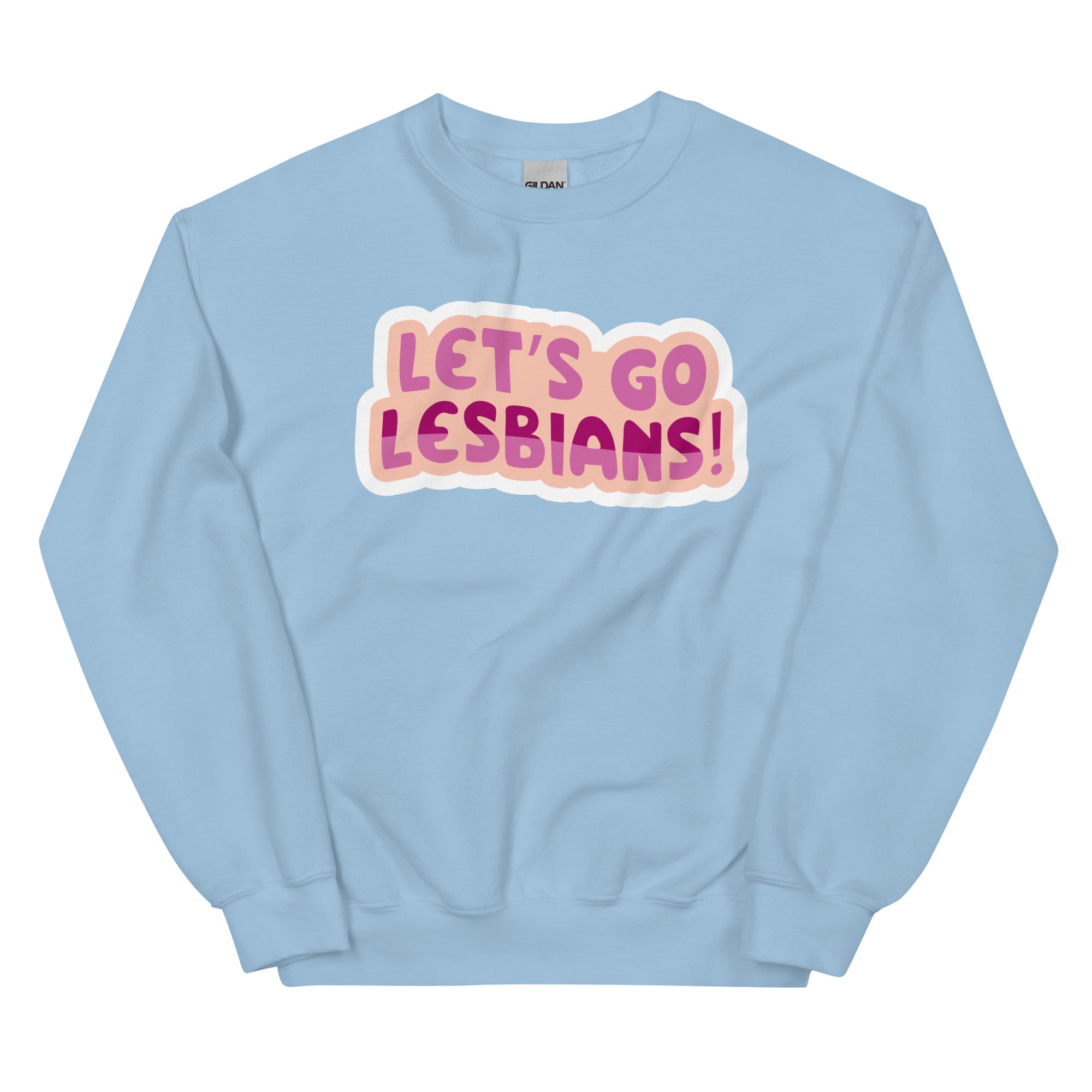 "Let's Go Lesbians!" lesbian pride crewneck sweatshirt, view 6 — Rose Gold Co