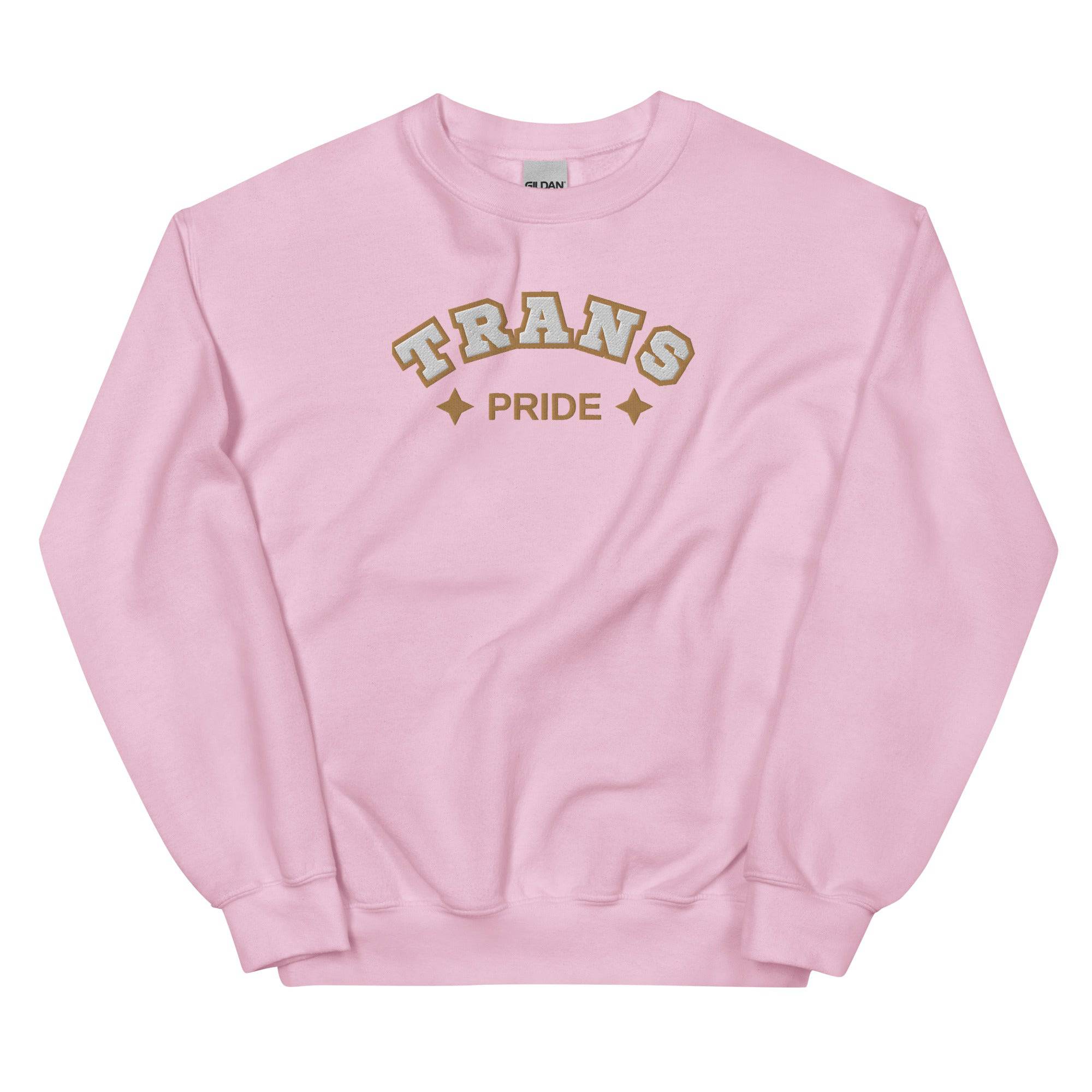 Trans Pride embroidered sweatshirt, view 7 — Rose Gold Co