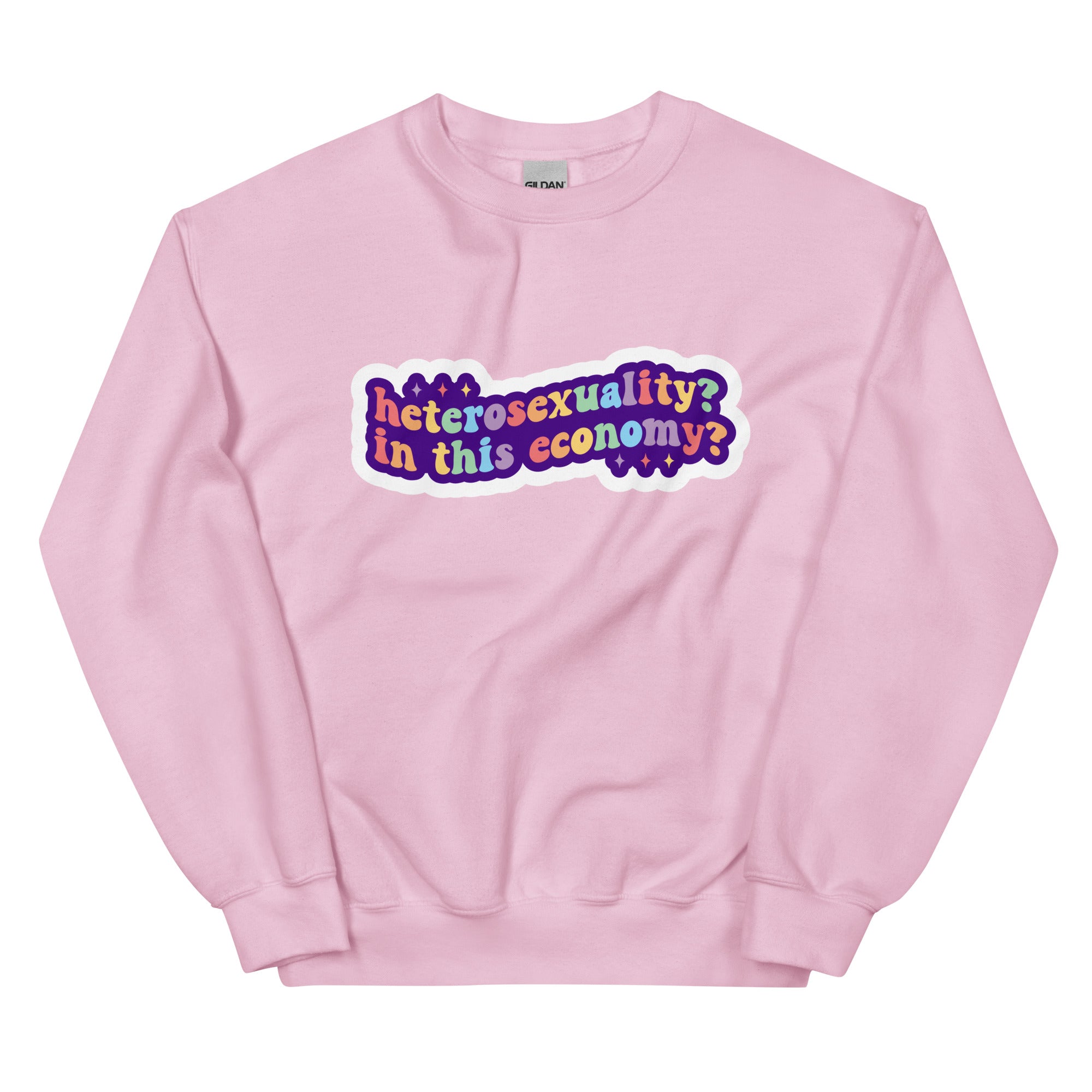 "Heterosexuality" deadpan slogan crewneck sweatshirt — Rose Gold Co