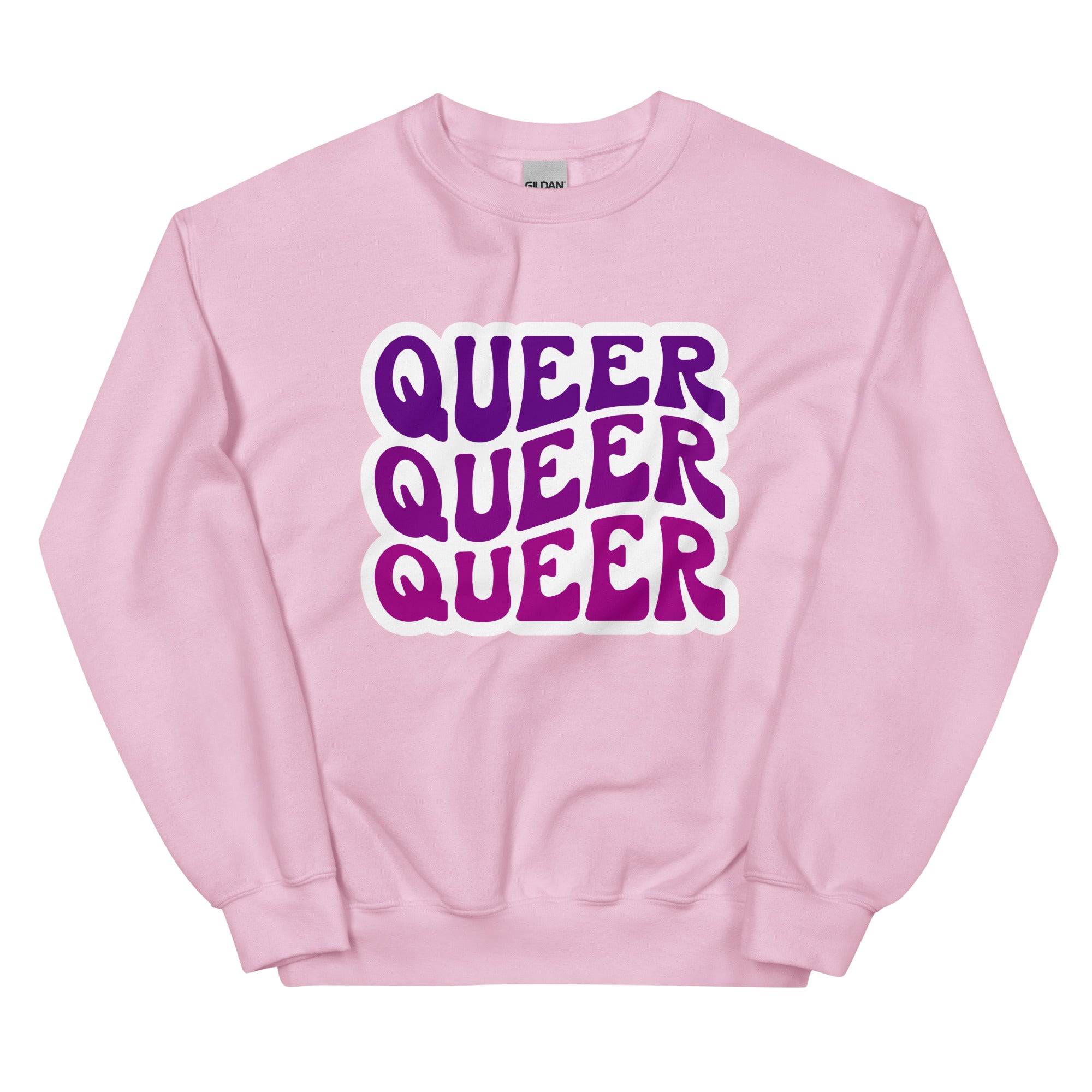 "Queer" bold statement crewneck sweatshirt, view 8 — Rose Gold Co