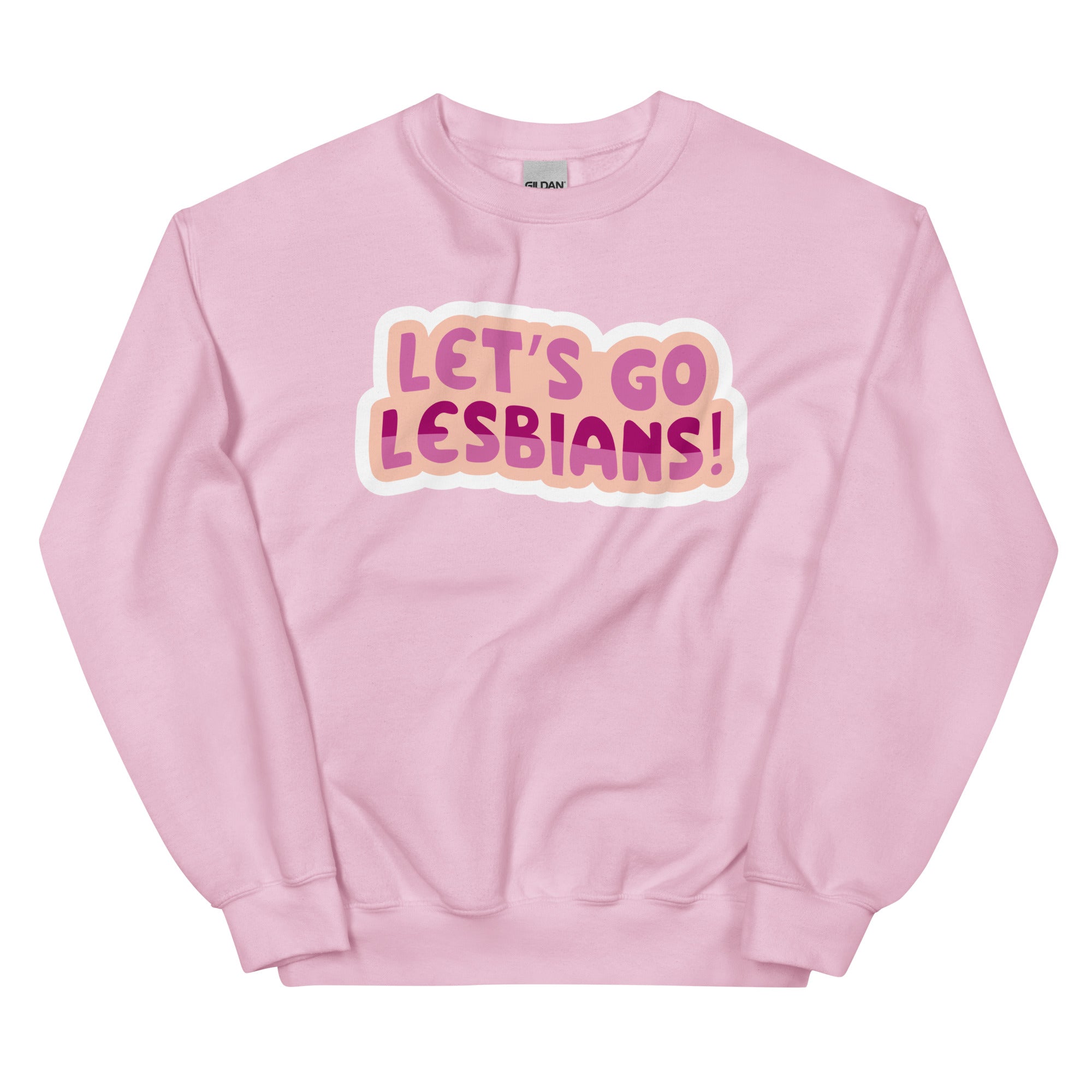 "Let's Go Lesbians!" lesbian pride crewneck sweatshirt, view 7 — Rose Gold Co