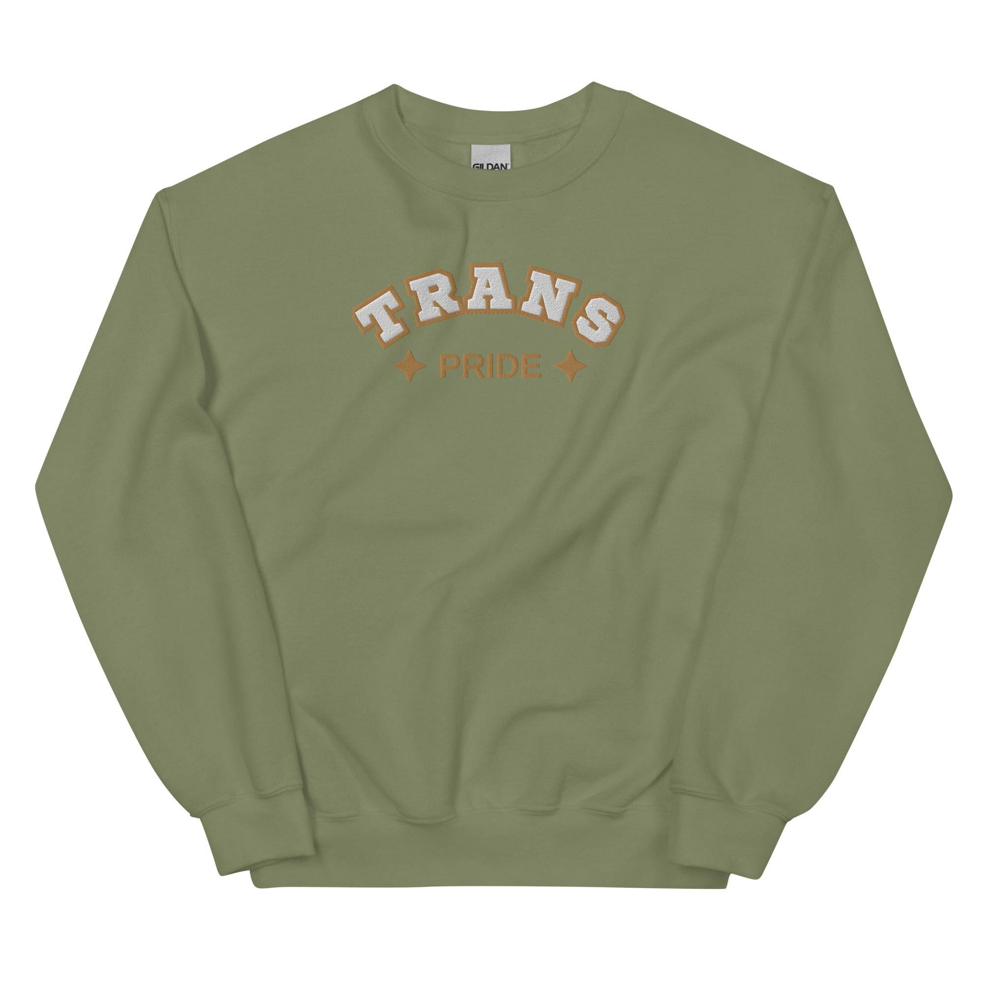 Trans Pride embroidered sweatshirt, view 5 — Rose Gold Co