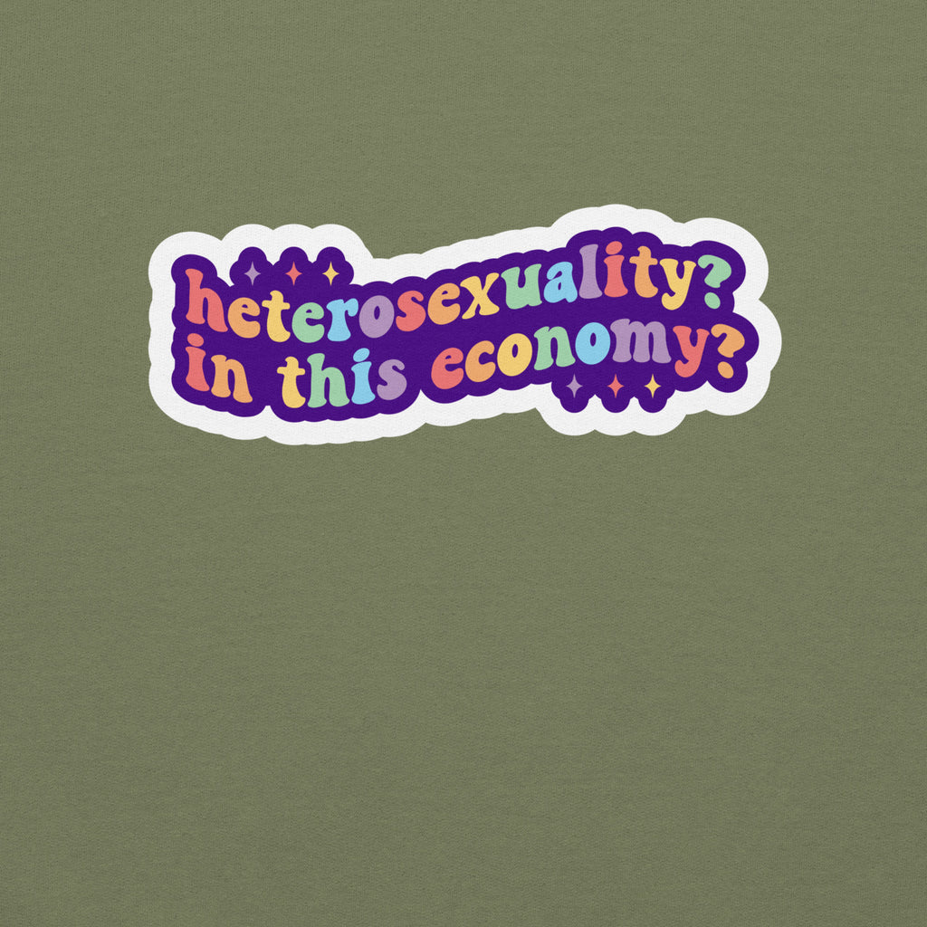 "Heterosexuality" deadpan slogan crewneck sweatshirt, view 3 — Rose Gold Co
