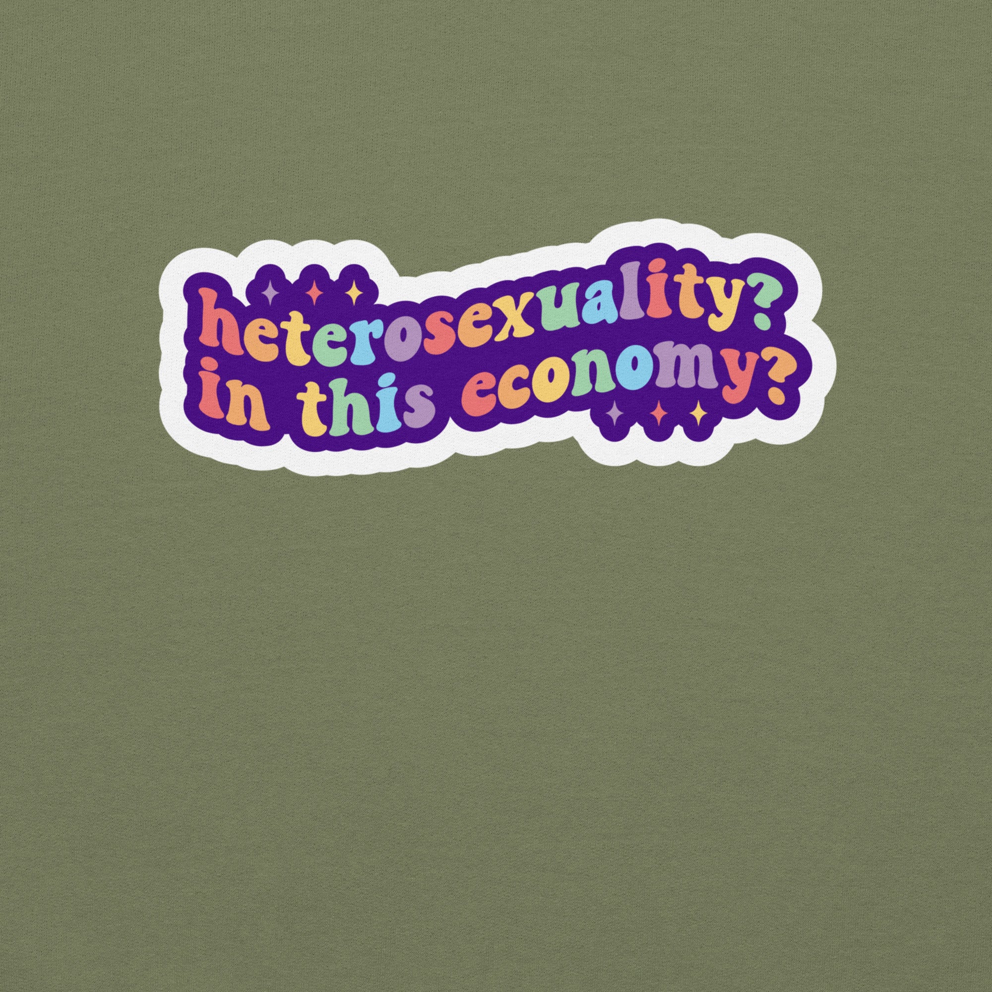 "Heterosexuality" deadpan slogan crewneck sweatshirt, view 3 — Rose Gold Co