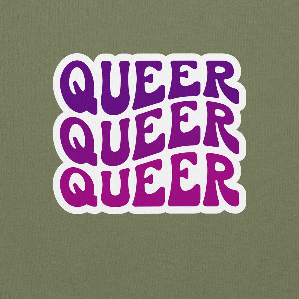 "Queer" bold statement crewneck sweatshirt, view 3 — Rose Gold Co