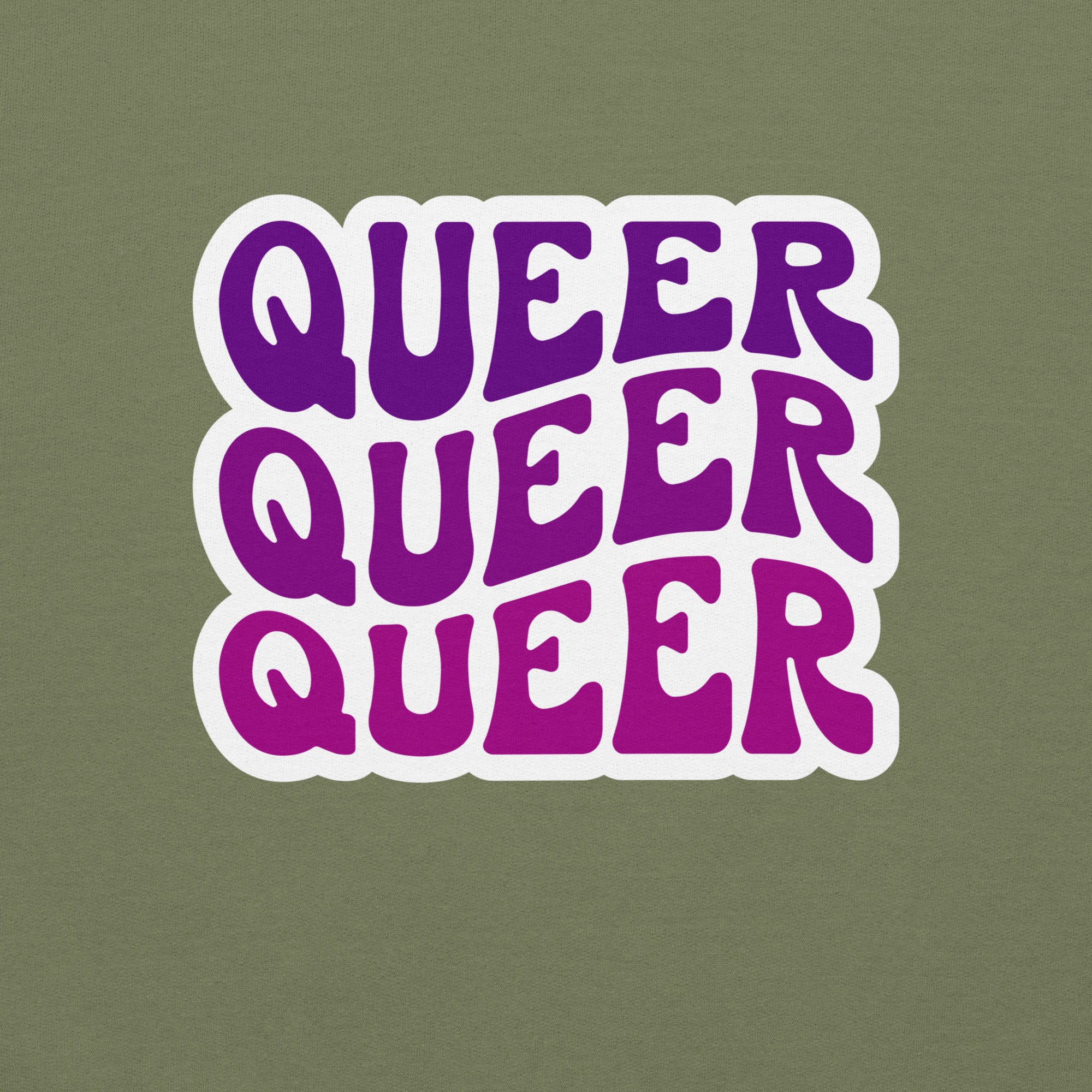 "Queer" bold statement crewneck sweatshirt, view 3 — Rose Gold Co