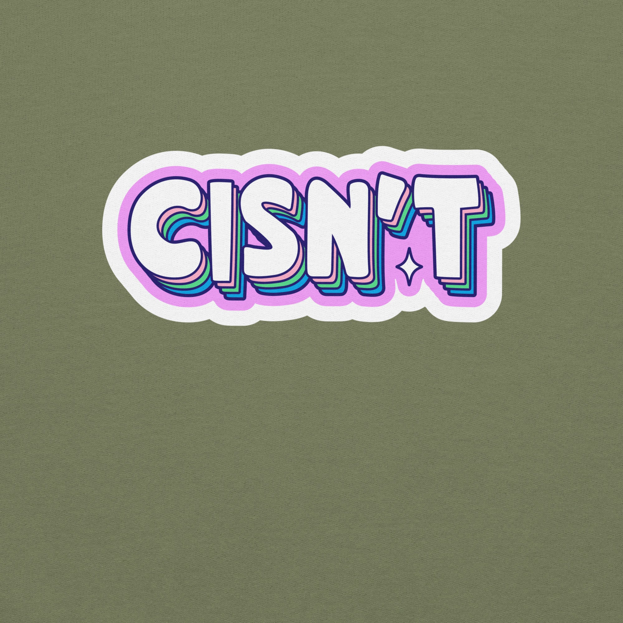 "Cisn't" pastel bubble-letter trans pride sweatshirt, view 3 — Rose Gold Co