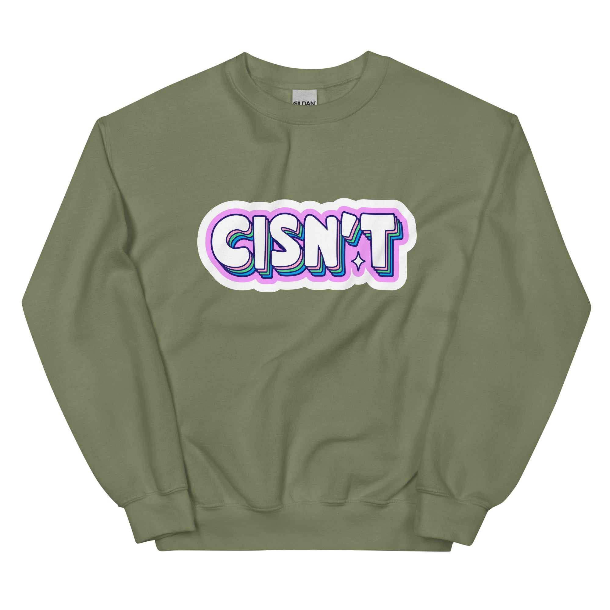 "Cisn't" pastel bubble-letter trans pride sweatshirt, view 4 — Rose Gold Co