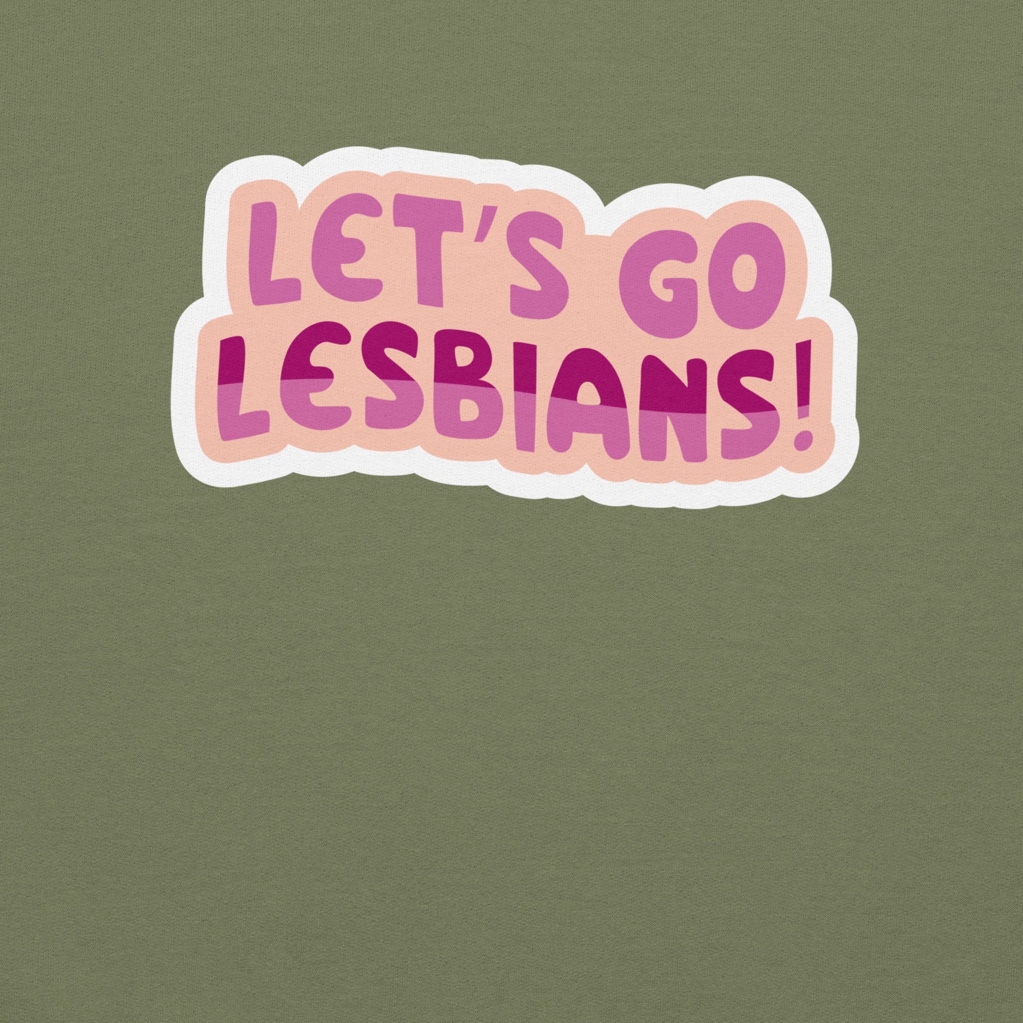 "Let's Go Lesbians!" lesbian pride crewneck sweatshirt, view 3 — Rose Gold Co