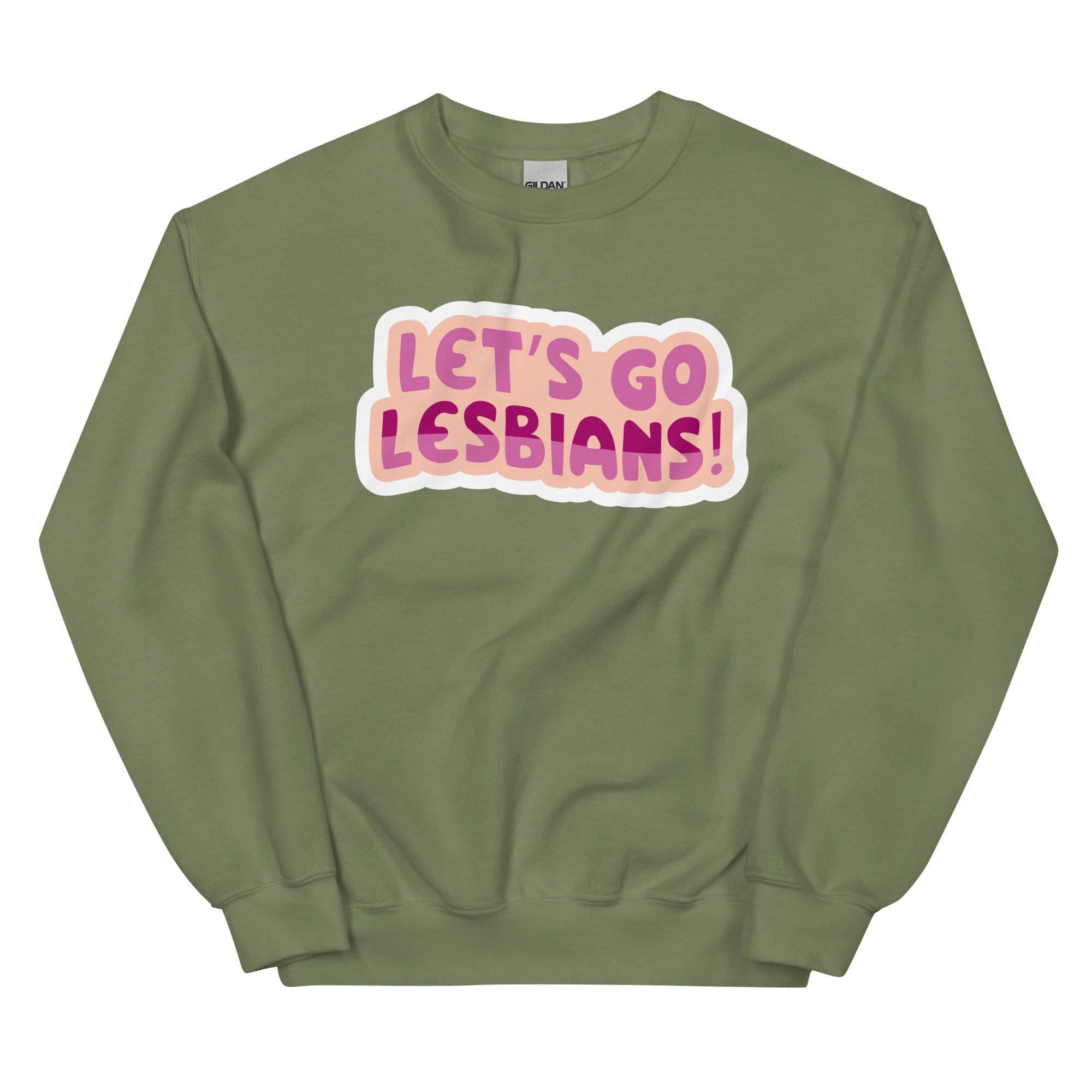 "Let's Go Lesbians!" lesbian pride crewneck sweatshirt, view 5 — Rose Gold Co