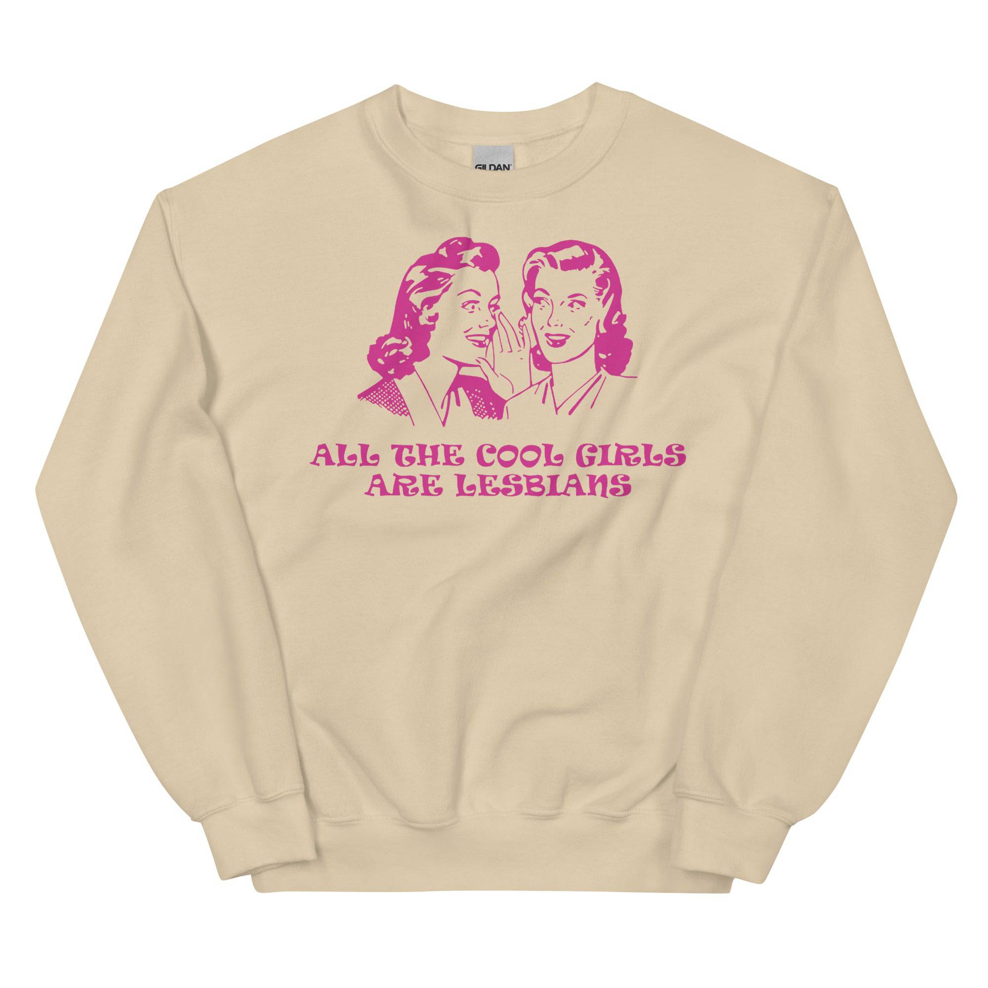 All The Cool Girls Are Lesbian sweatshirt, view 3 — Rose Gold Co