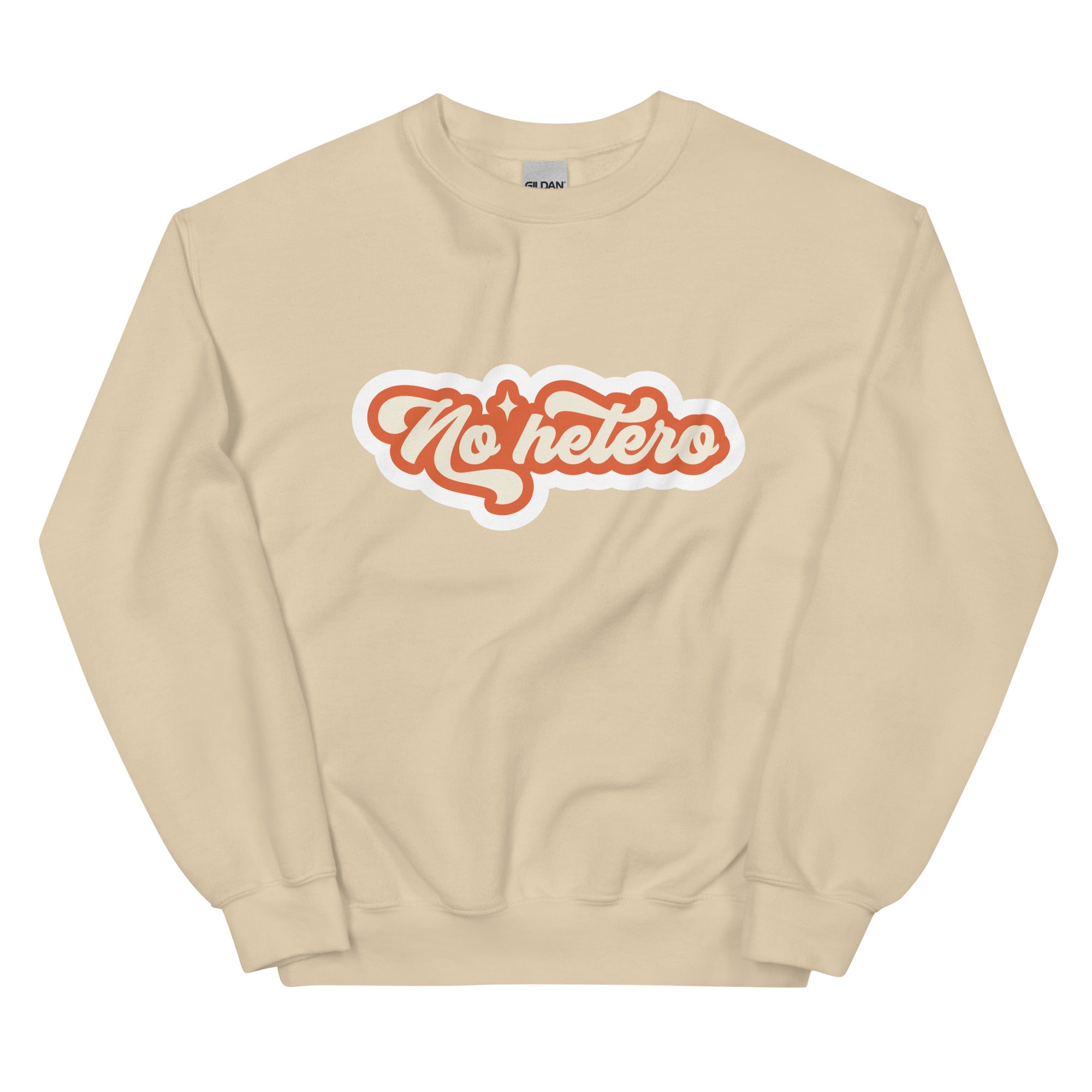 "No Hetero" slogan crewneck sweatshirt, view 6 — Rose Gold Co