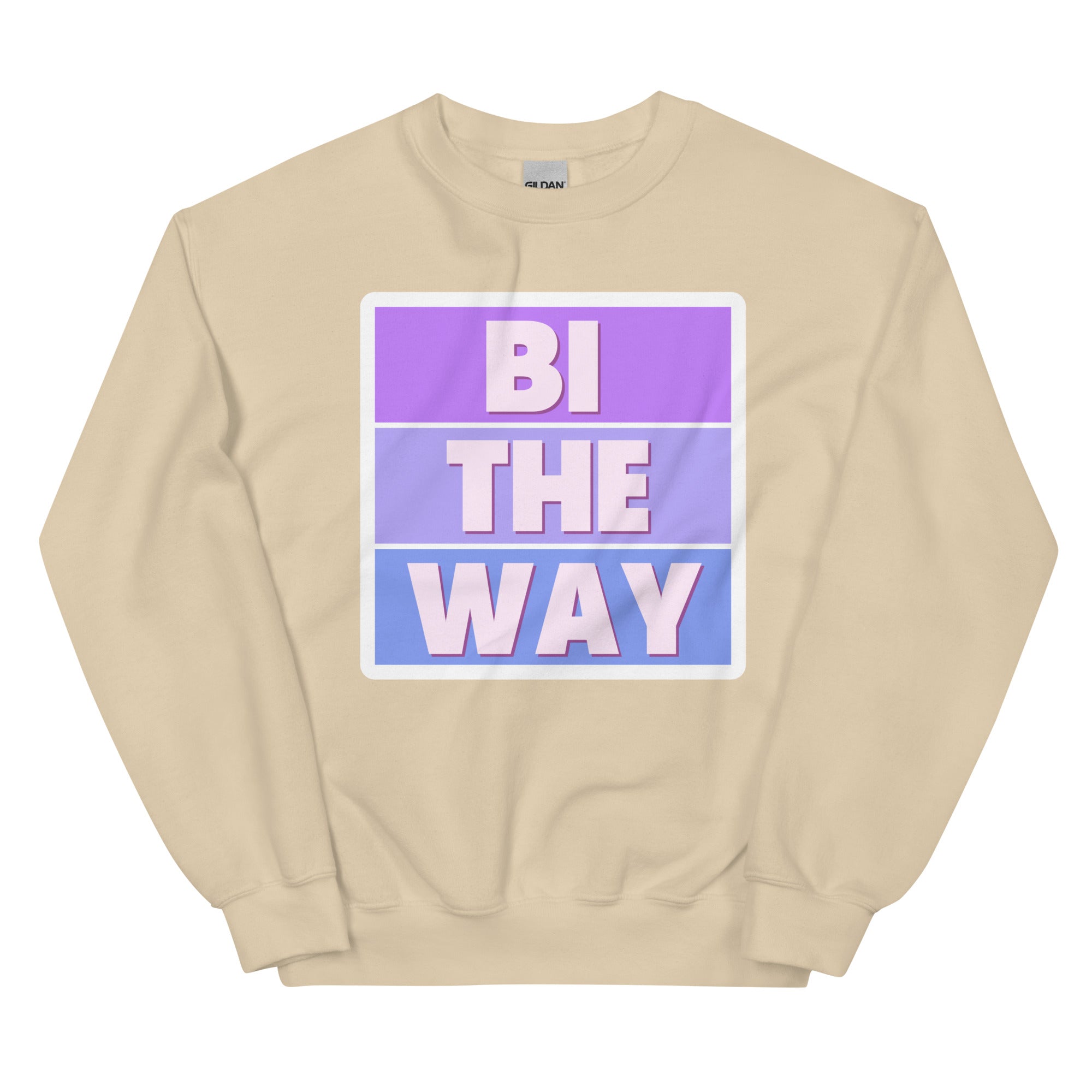 "Bi the Way" bisexual pride crewneck sweatshirt, view 6 — Rose Gold Co