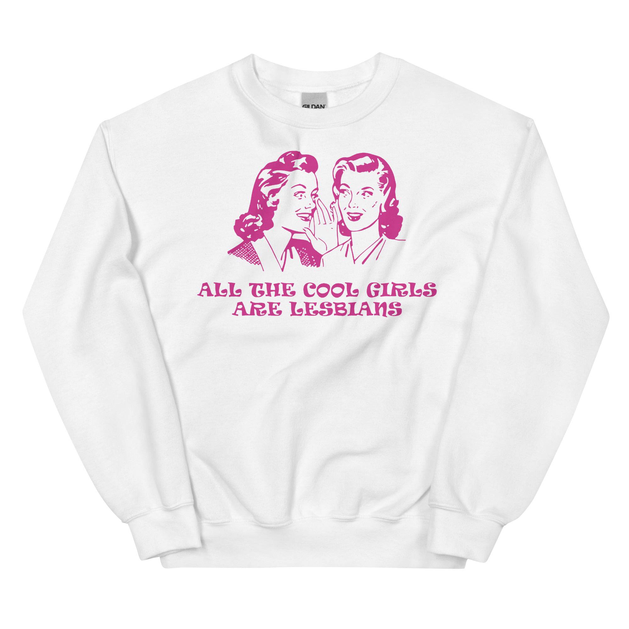 All The Cool Girls Are Lesbian sweatshirt, view 2 — Rose Gold Co
