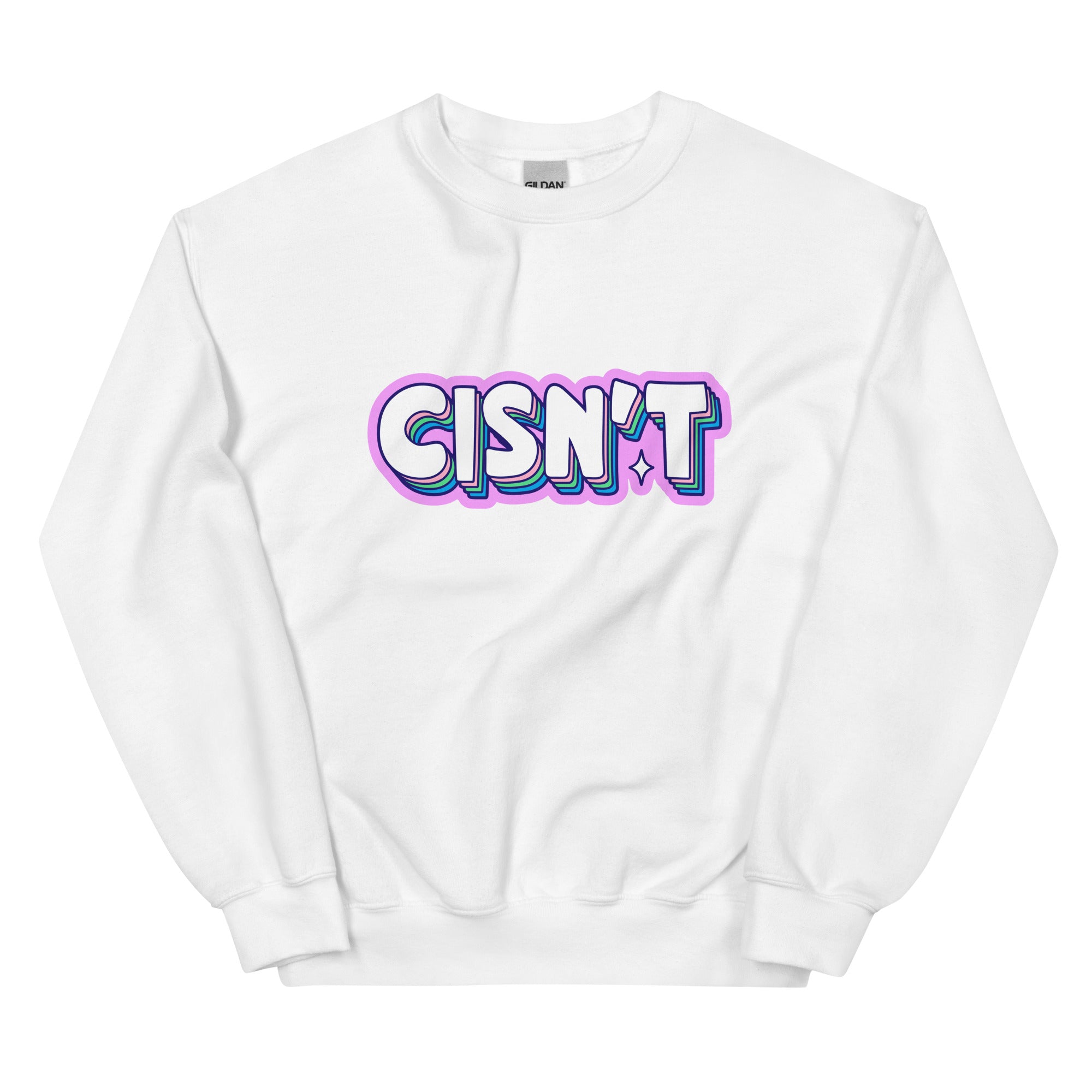 "Cisn't" pastel bubble-letter trans pride sweatshirt, view 8 — Rose Gold Co