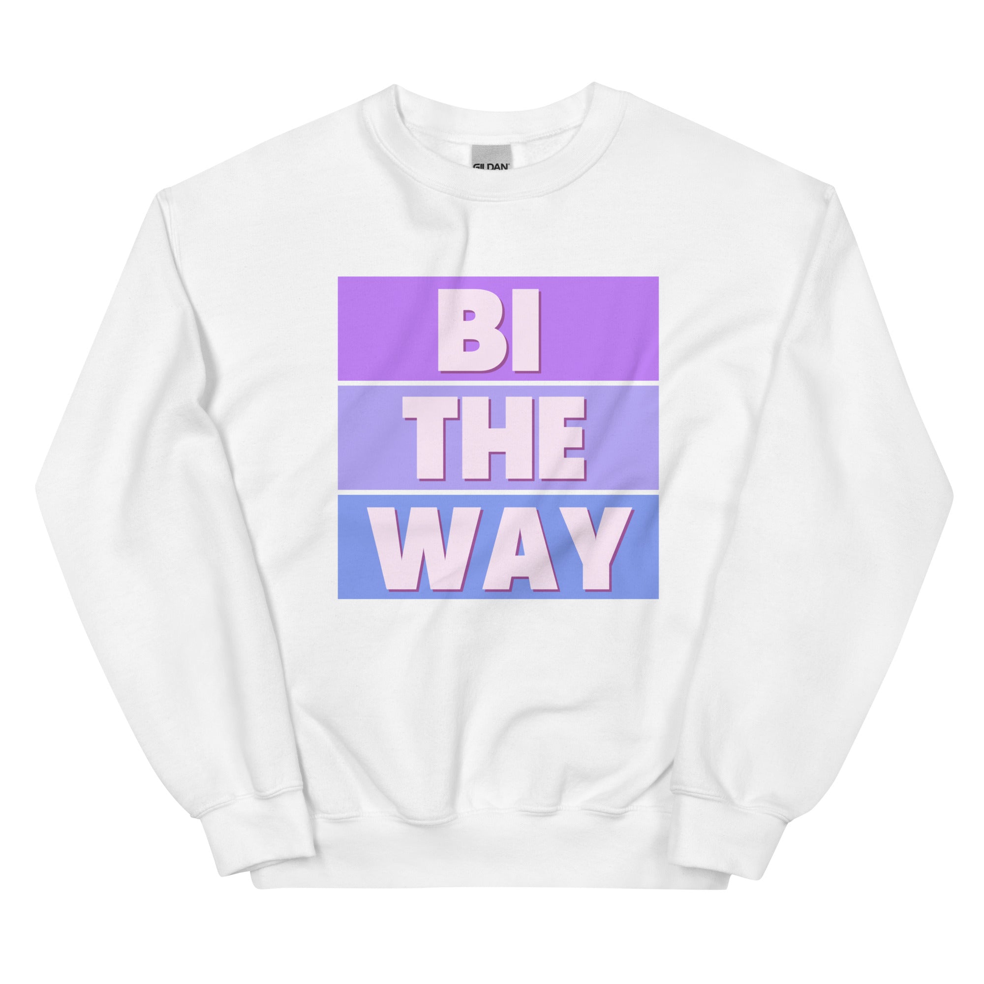 "Bi the Way" bisexual pride crewneck sweatshirt, view 7 — Rose Gold Co