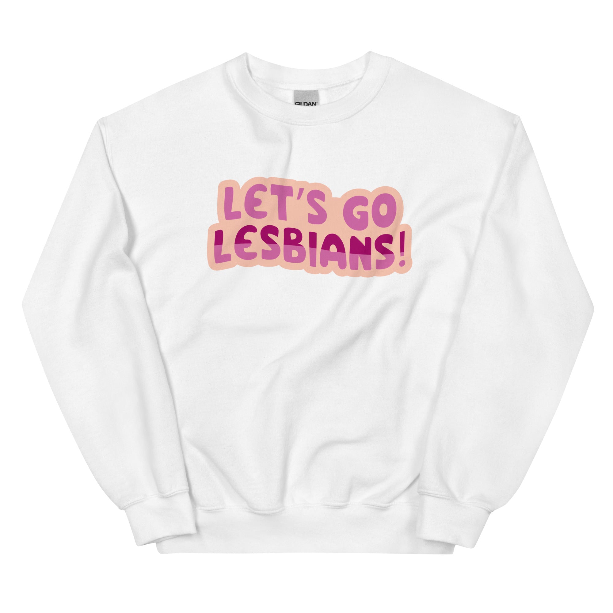 "Let's Go Lesbians!" lesbian pride crewneck sweatshirt, view 8 — Rose Gold Co