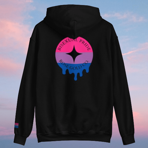 Melting bisexual pride flag premium hoodie, view 5 — Rose Gold Co