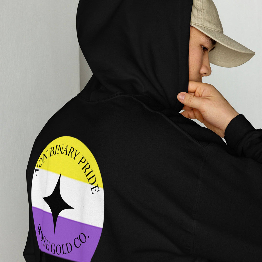 Melting Nonbinary Pride embroidered hoodie, view 8 — Rose Gold Co