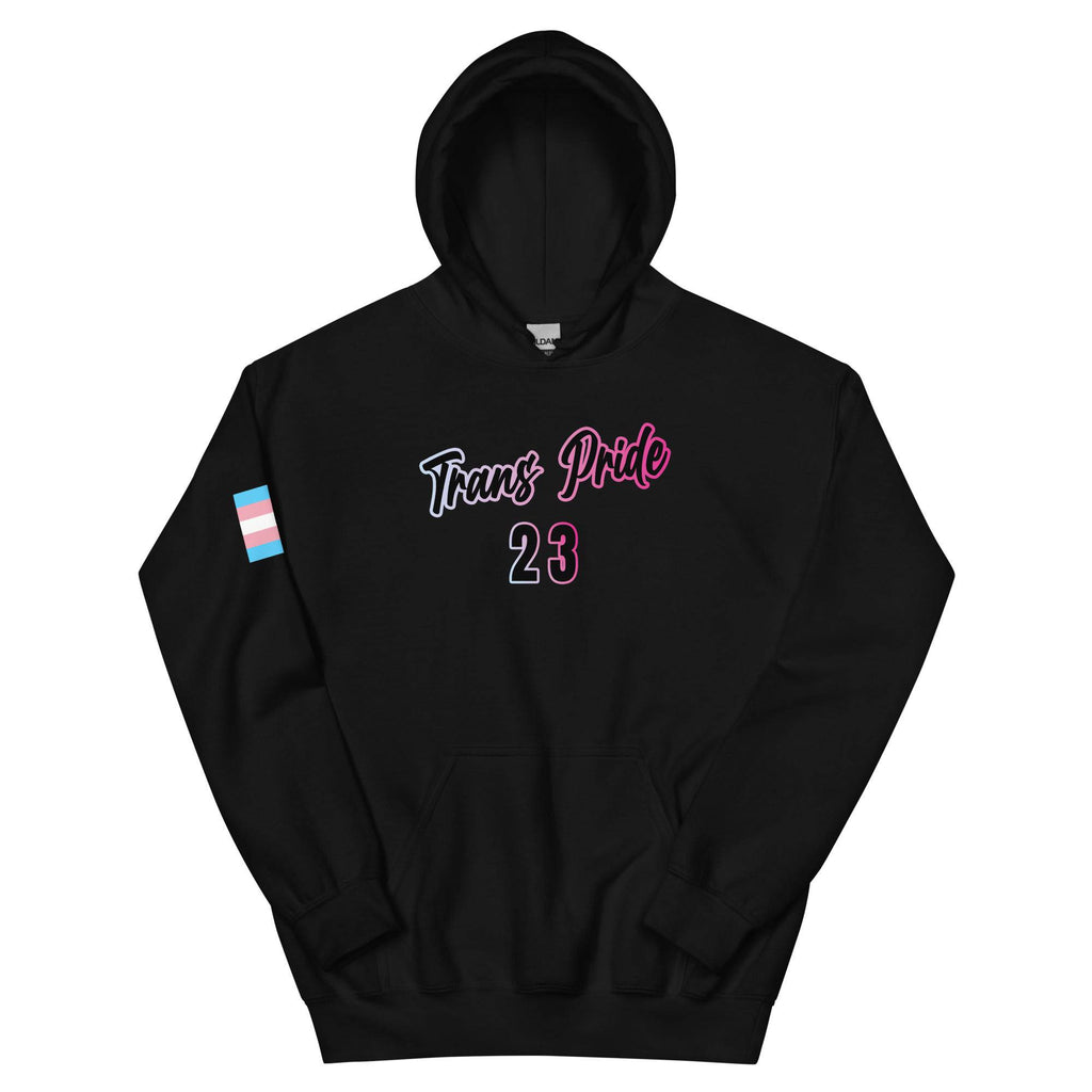 Trans Pride '23 unisex hoodie, front view — Rose Gold Co
