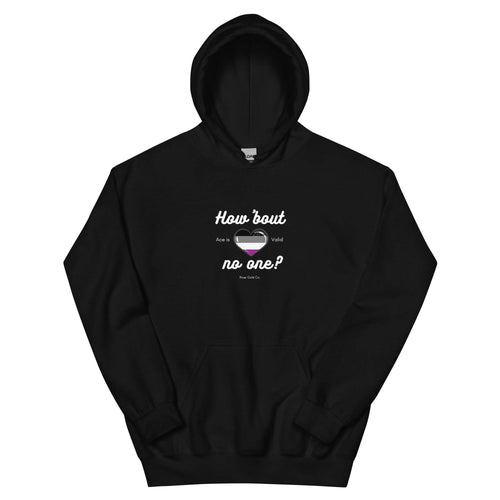 How About No One? asexual hoodie, front view — Rose Gold Co
