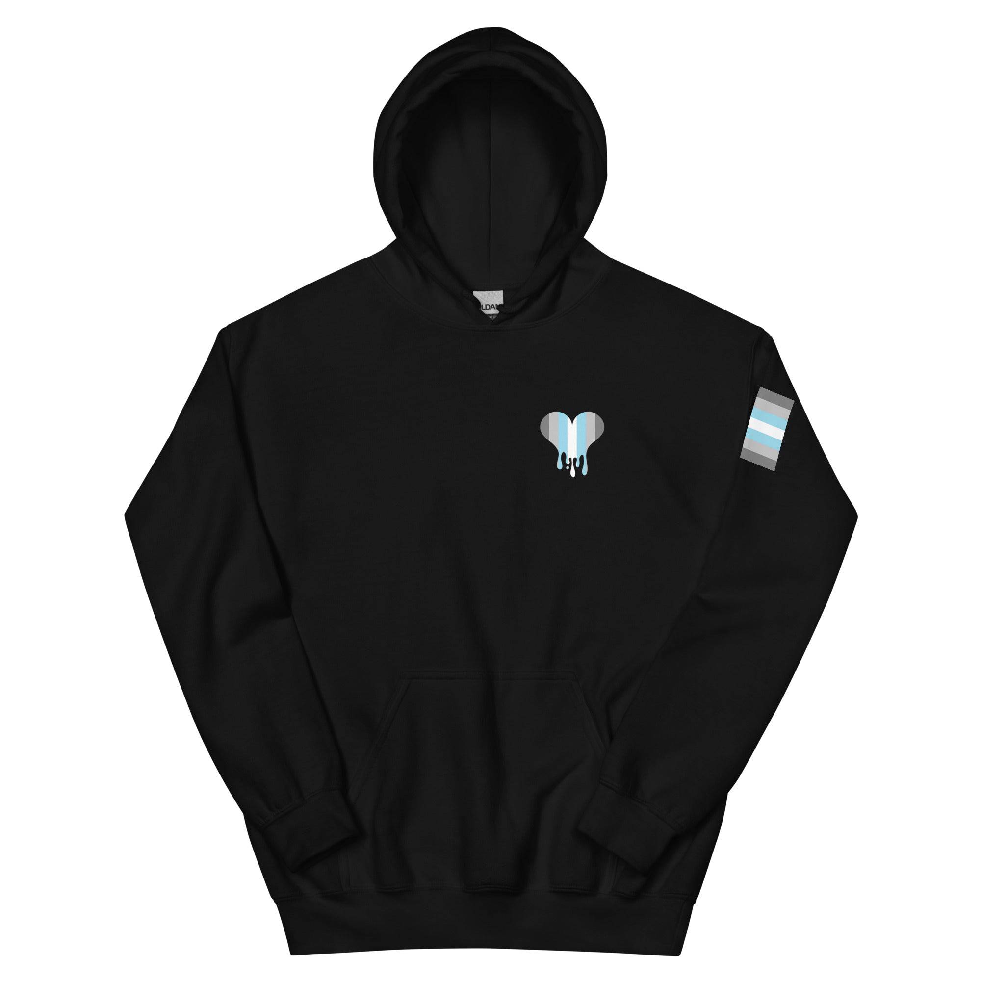 Demiboy Dripping Heart hoodie, front view — Rose Gold Co