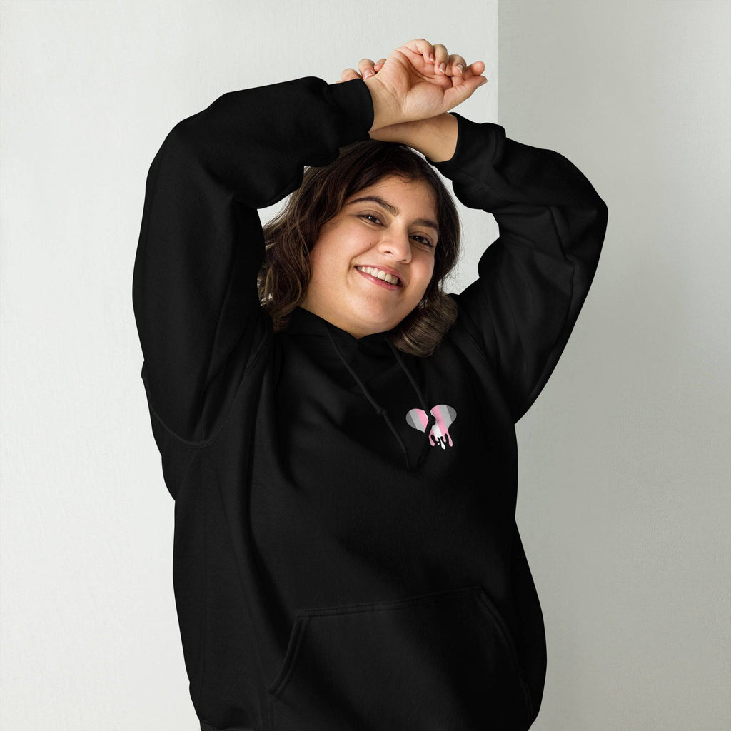 Demigirl Dripping Heart hoodie, view 2 — Rose Gold Co