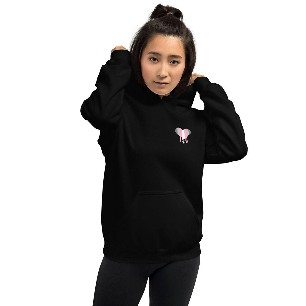 Demigirl Dripping Heart hoodie, view 3 — Rose Gold Co
