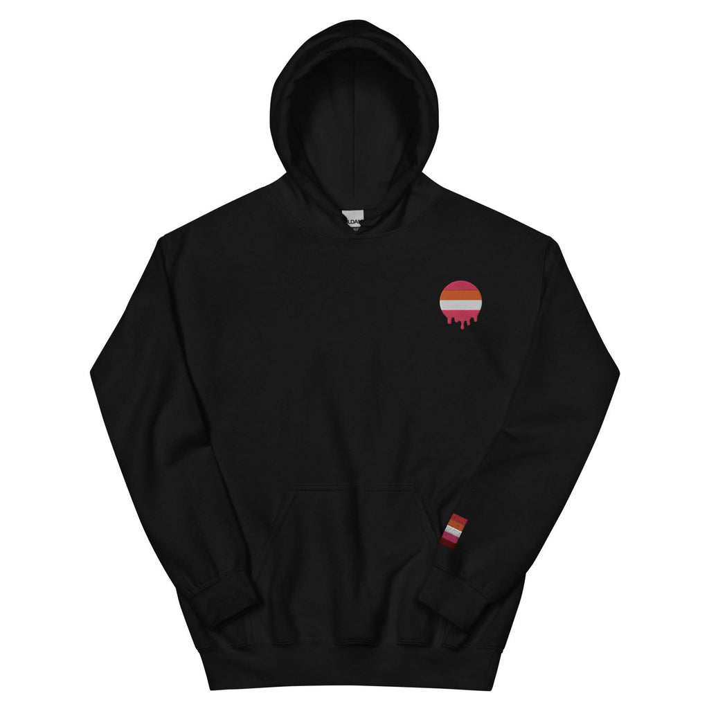 Melting Lesbian Pride embroidered hoodie, view 5 — Rose Gold Co