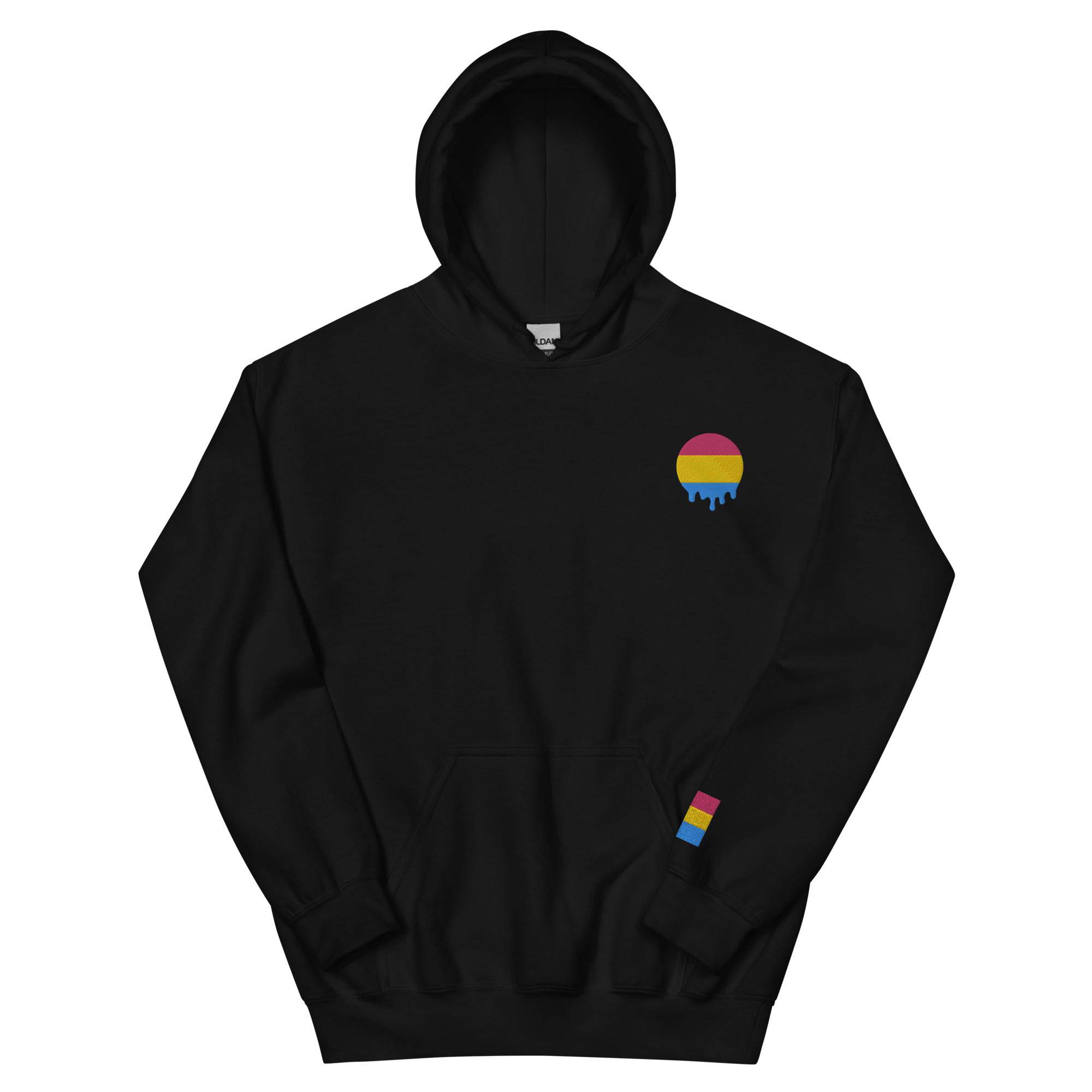 Melting Pansexual Pride embroidered hoodie, view 9 — Rose Gold Co