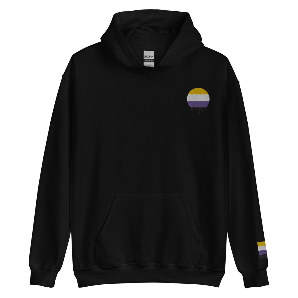Melting Nonbinary Pride embroidered hoodie, view 9 — Rose Gold Co