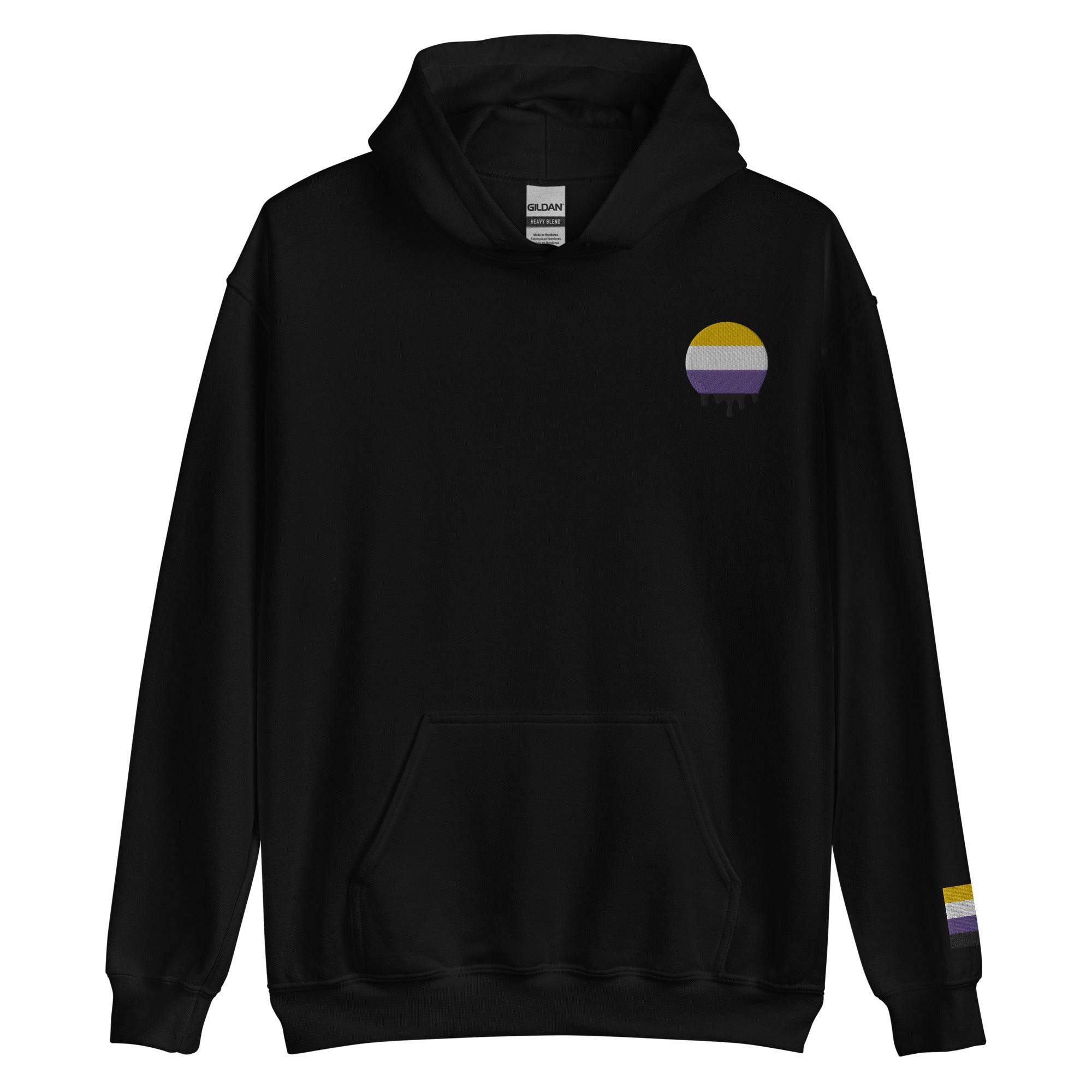 Melting Nonbinary Pride embroidered hoodie, view 9 — Rose Gold Co