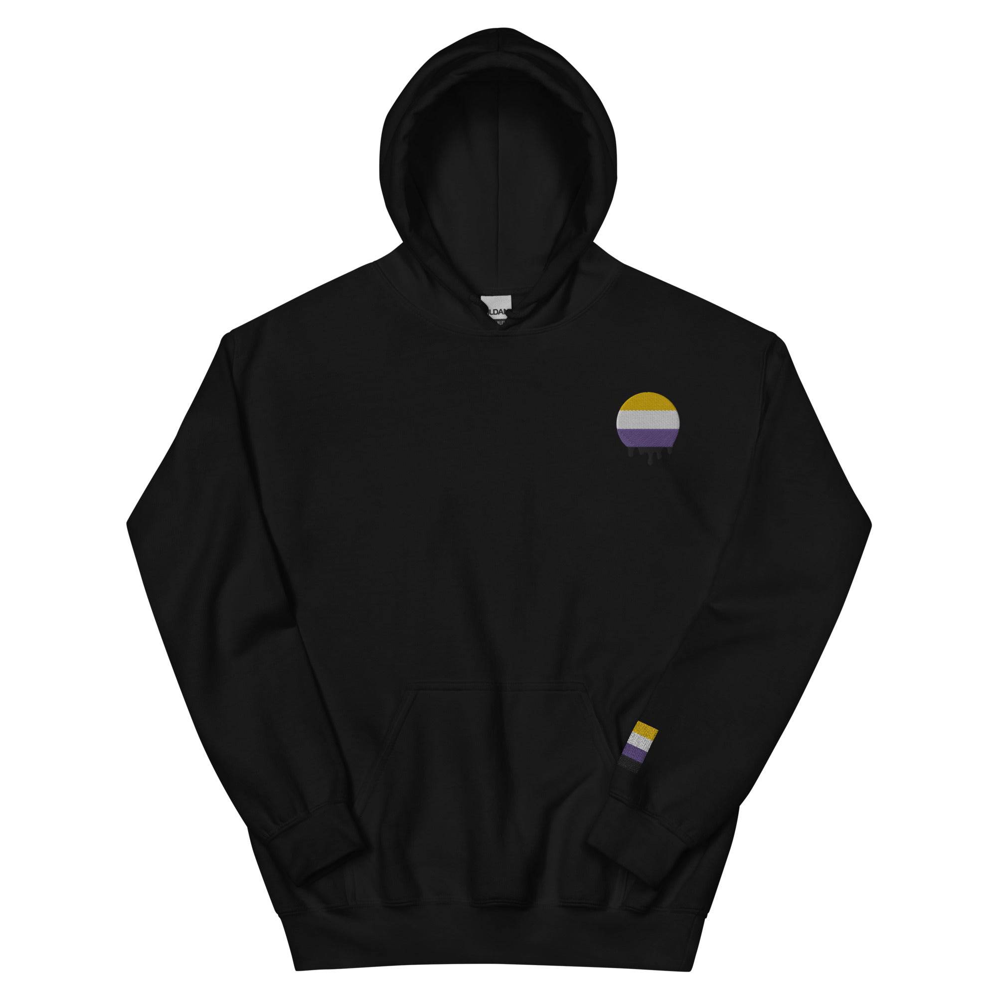 Melting Nonbinary Pride embroidered hoodie, view 10 — Rose Gold Co