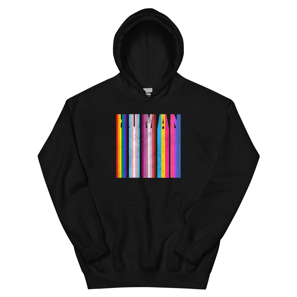 Human Spreading Rainbow Flag hoodie, view 2 — Rose Gold Co