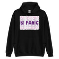 Bi Panic pride hoodie, black, front view 2 — Rose Gold Co