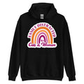 Easily Distracted by Cats & Women pride hoodie, black, front view — Rose Gold Co