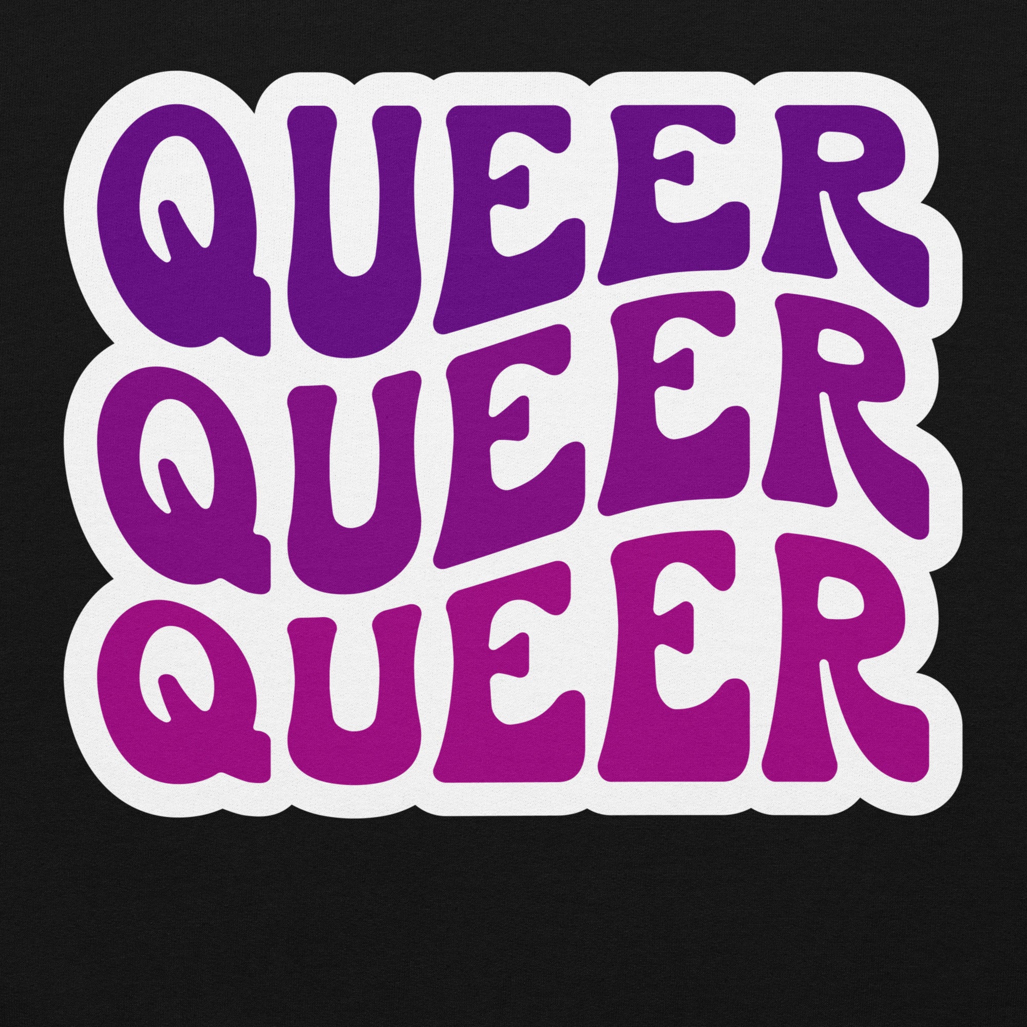 Queer pride hoodie, black, front view — Rose Gold Co