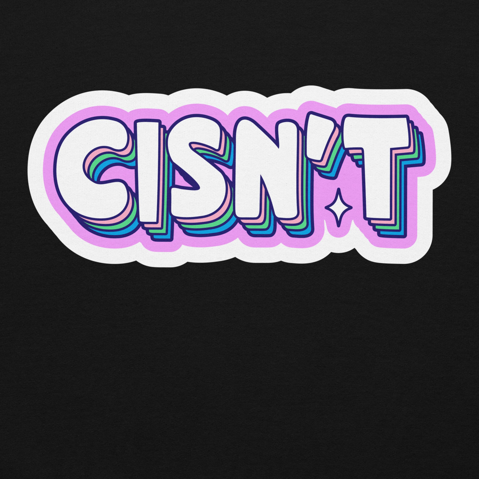 Cisn't pride hoodie, black, front view — Rose Gold Co