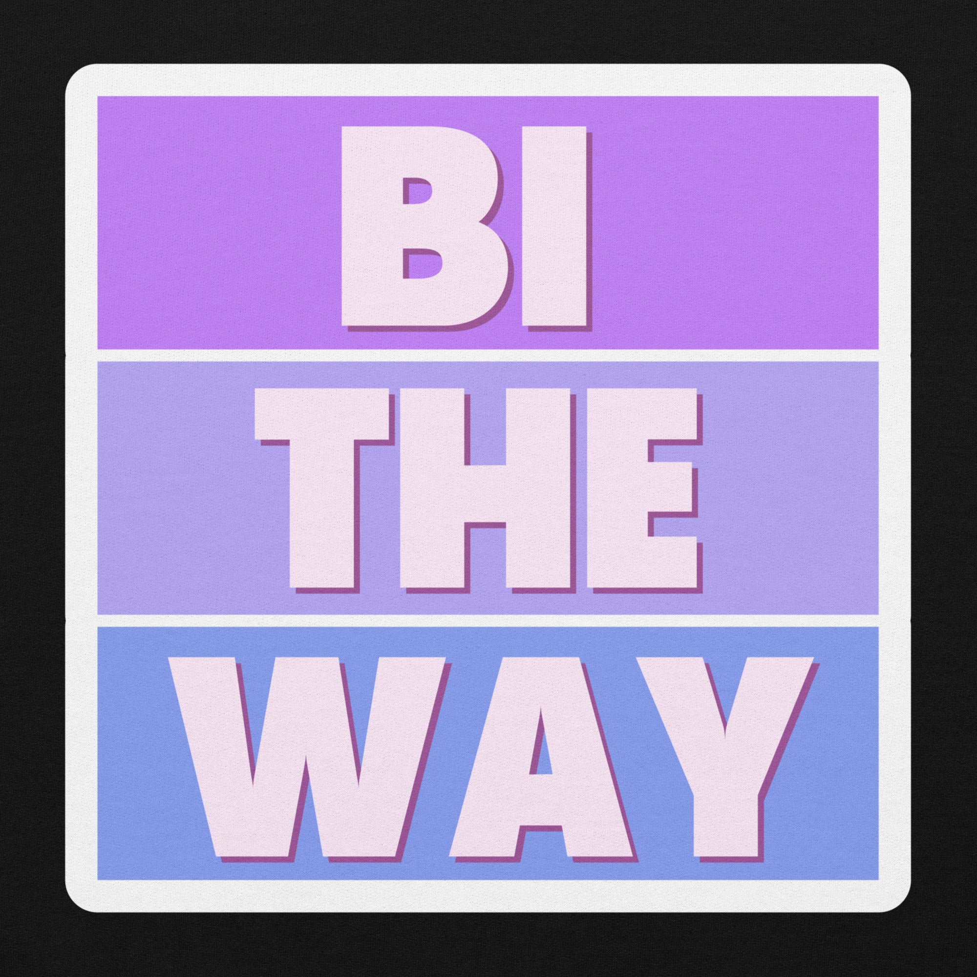 Bi the Way pride hoodie, black, front view — Rose Gold Co