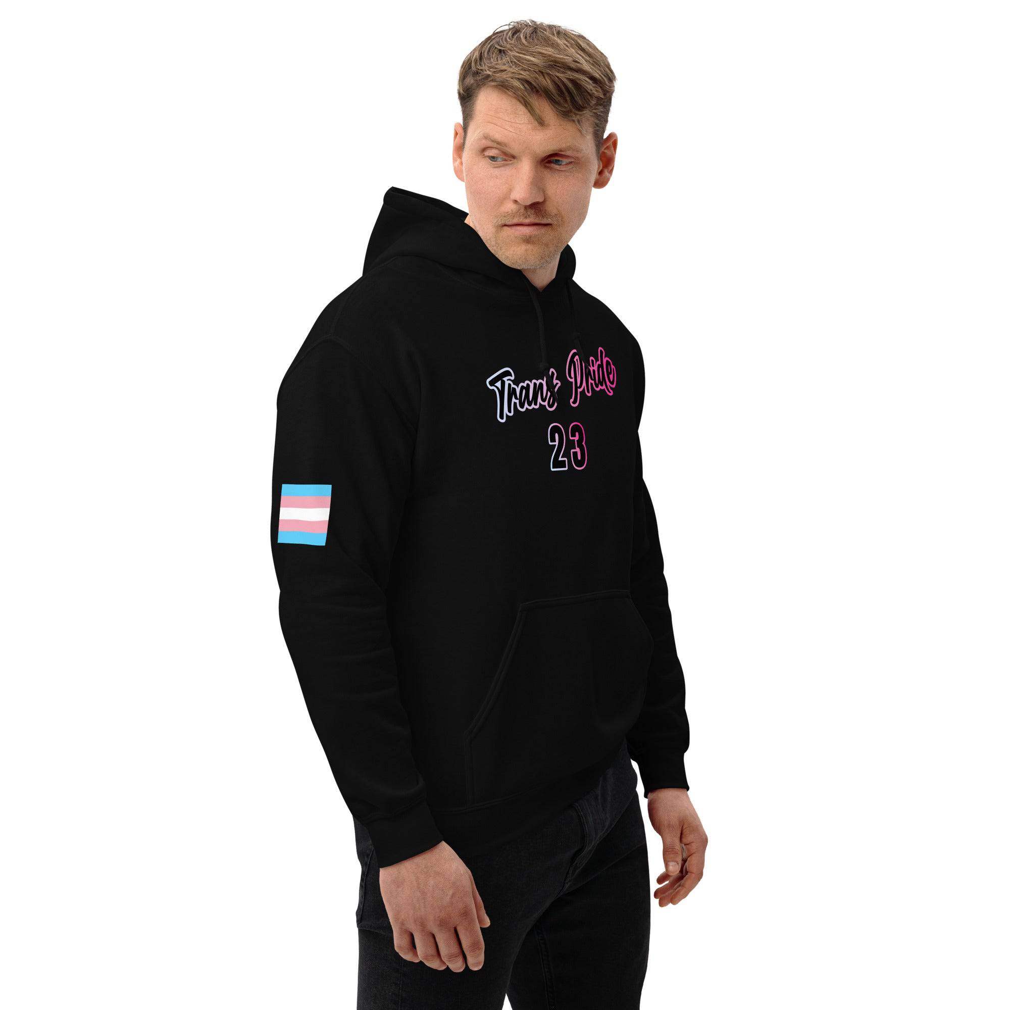 Trans Pride '23 unisex hoodie, view 4 — Rose Gold Co