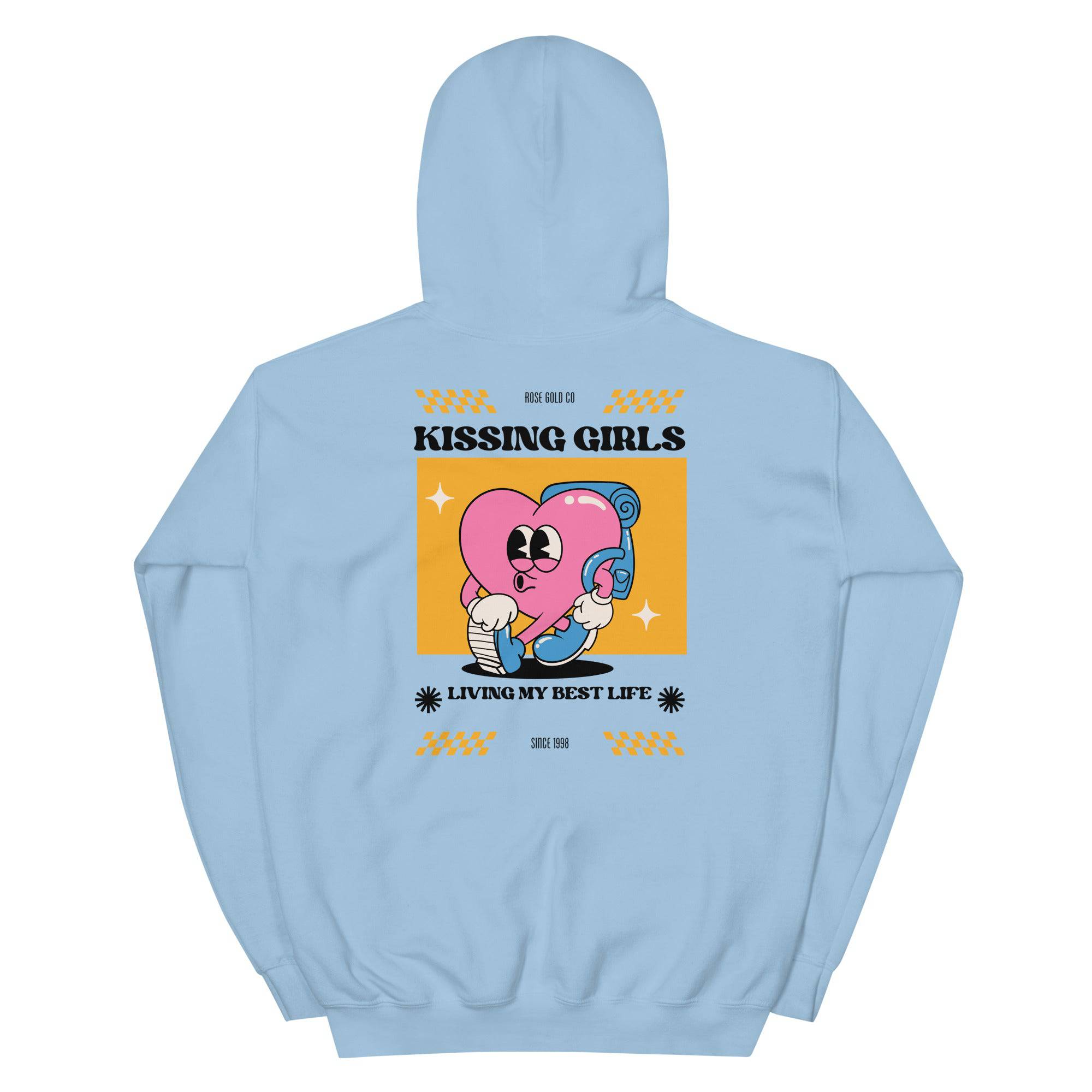 Kissing Girls Living My Best Life hoodie, view 9 — Rose Gold Co