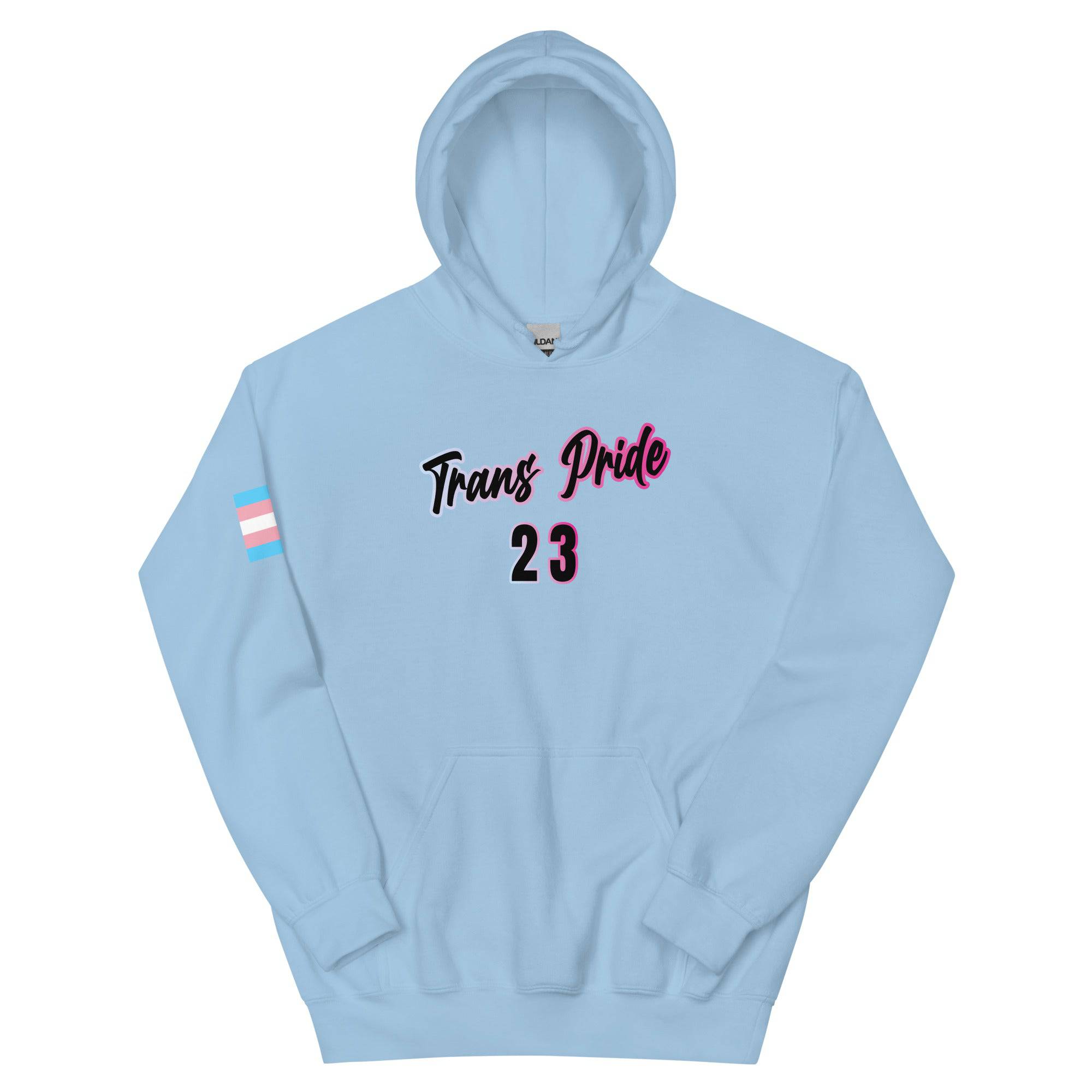 Trans Pride '23 unisex hoodie, view 8 — Rose Gold Co