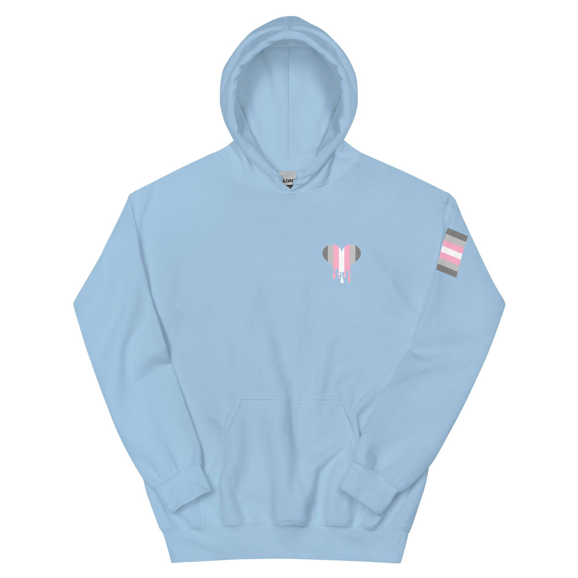 Demigirl Dripping Heart hoodie, view 7 — Rose Gold Co