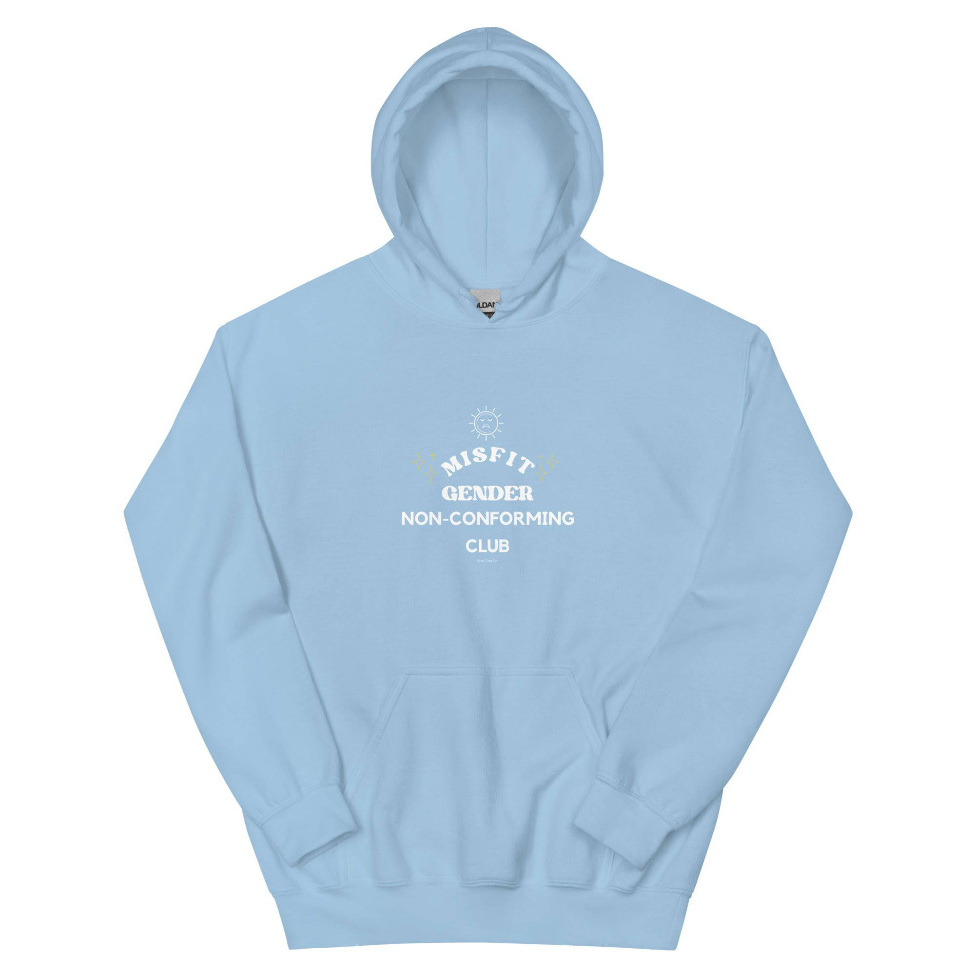 Misfit Club gender nonconforming hoodie, view 5 — Rose Gold Co