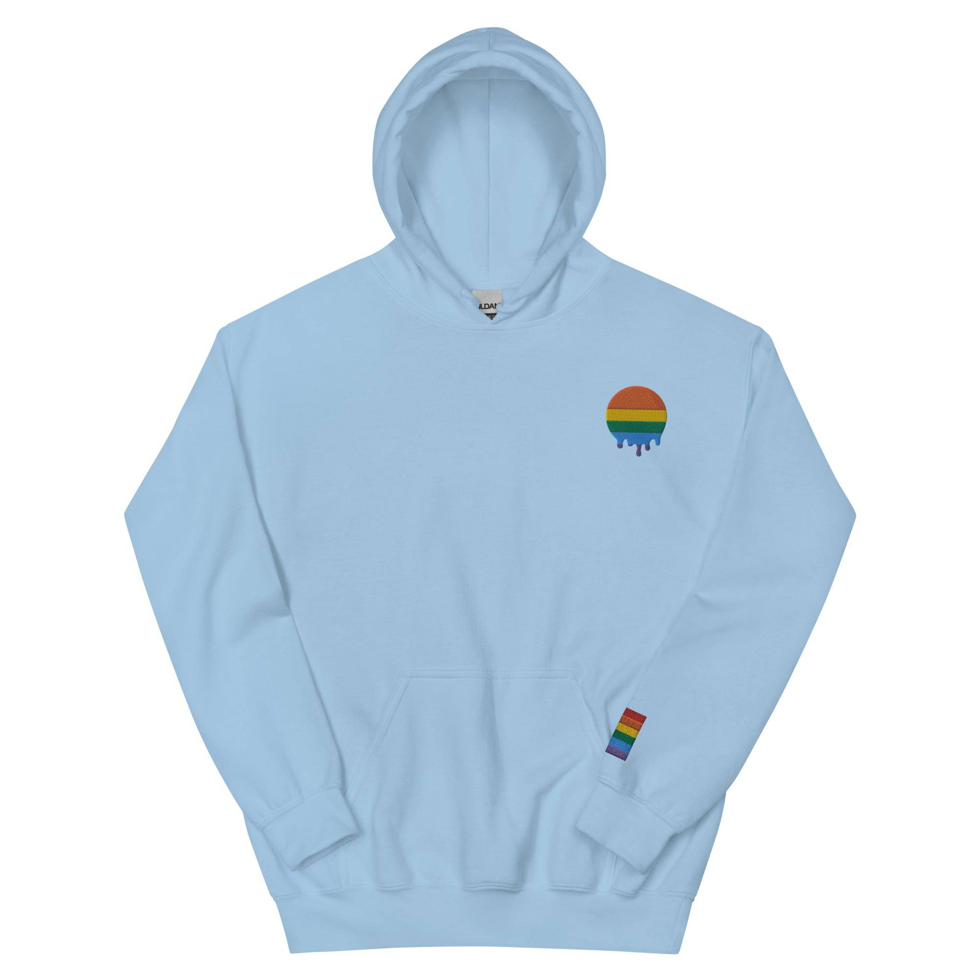 Rainbow Pride embroidered hoodie, view 10 — Rose Gold Co