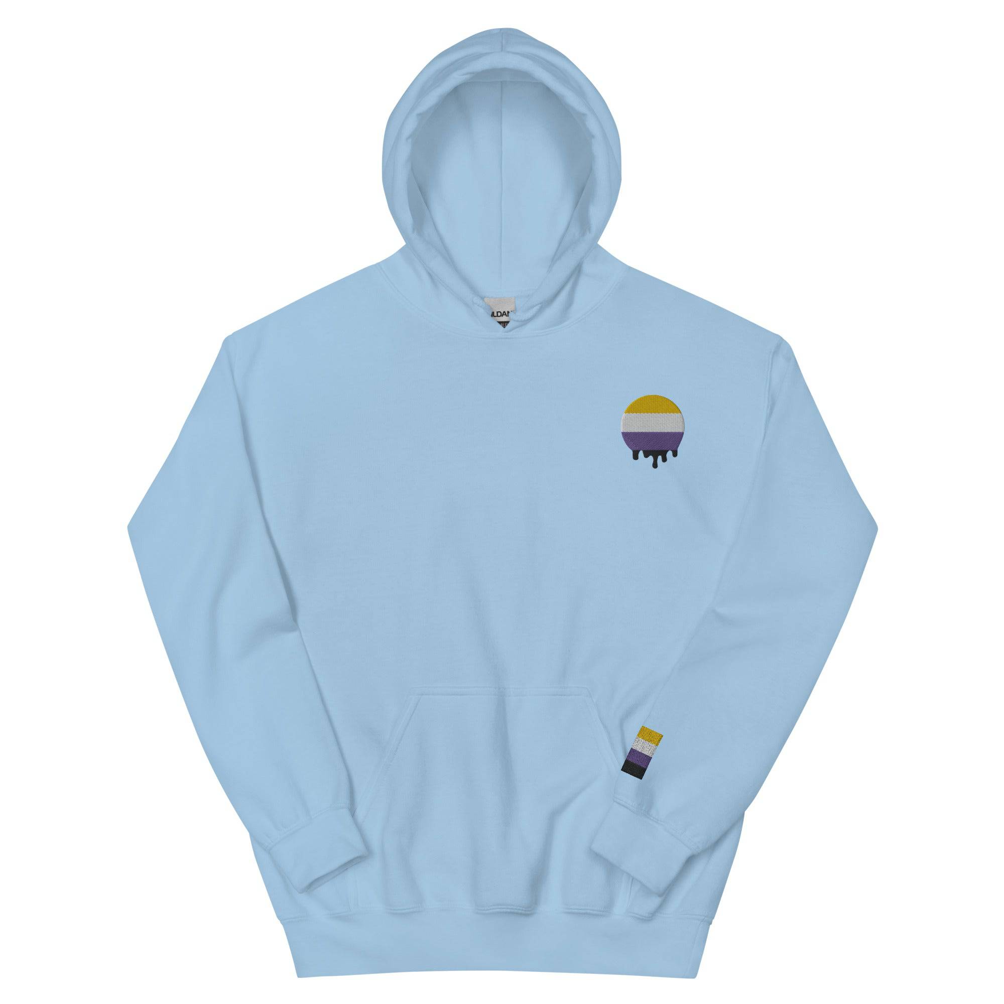 Melting Nonbinary Pride embroidered hoodie, view 11 — Rose Gold Co