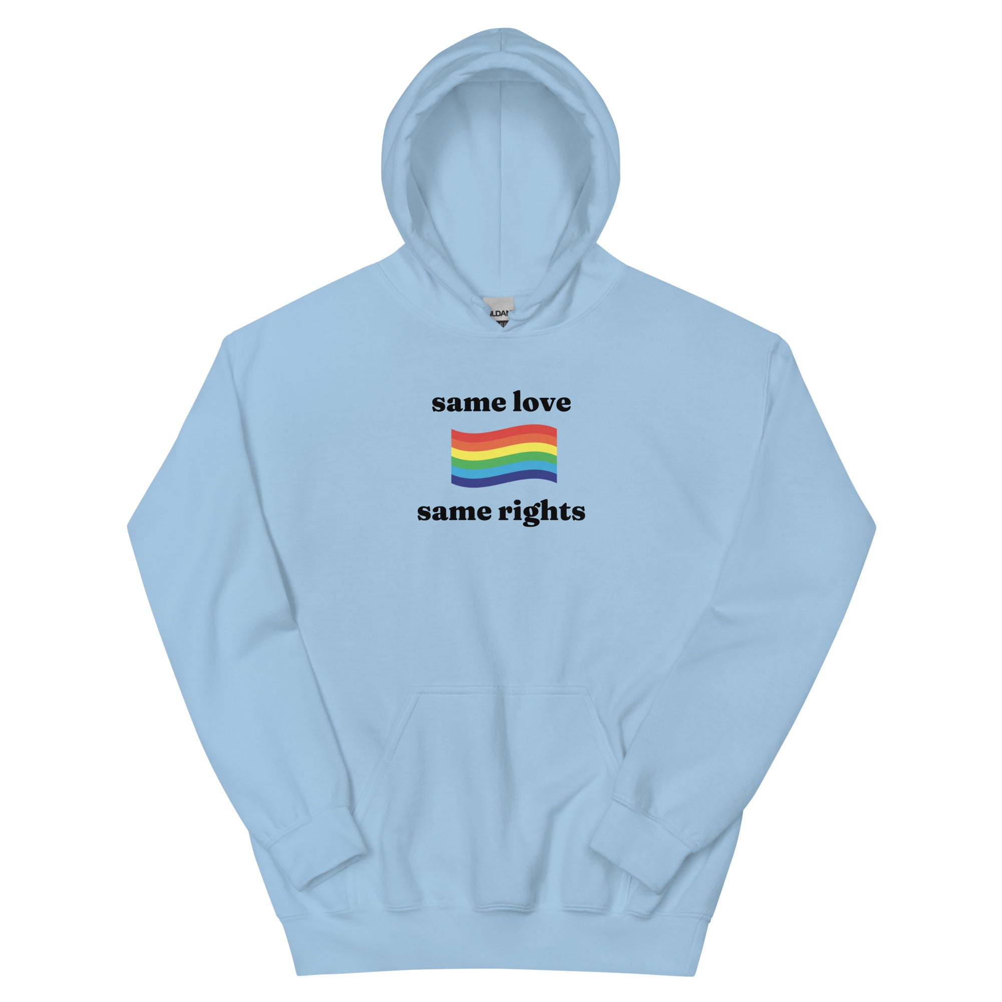 Same Love Same Rights rainbow hoodie, view 6 — Rose Gold Co