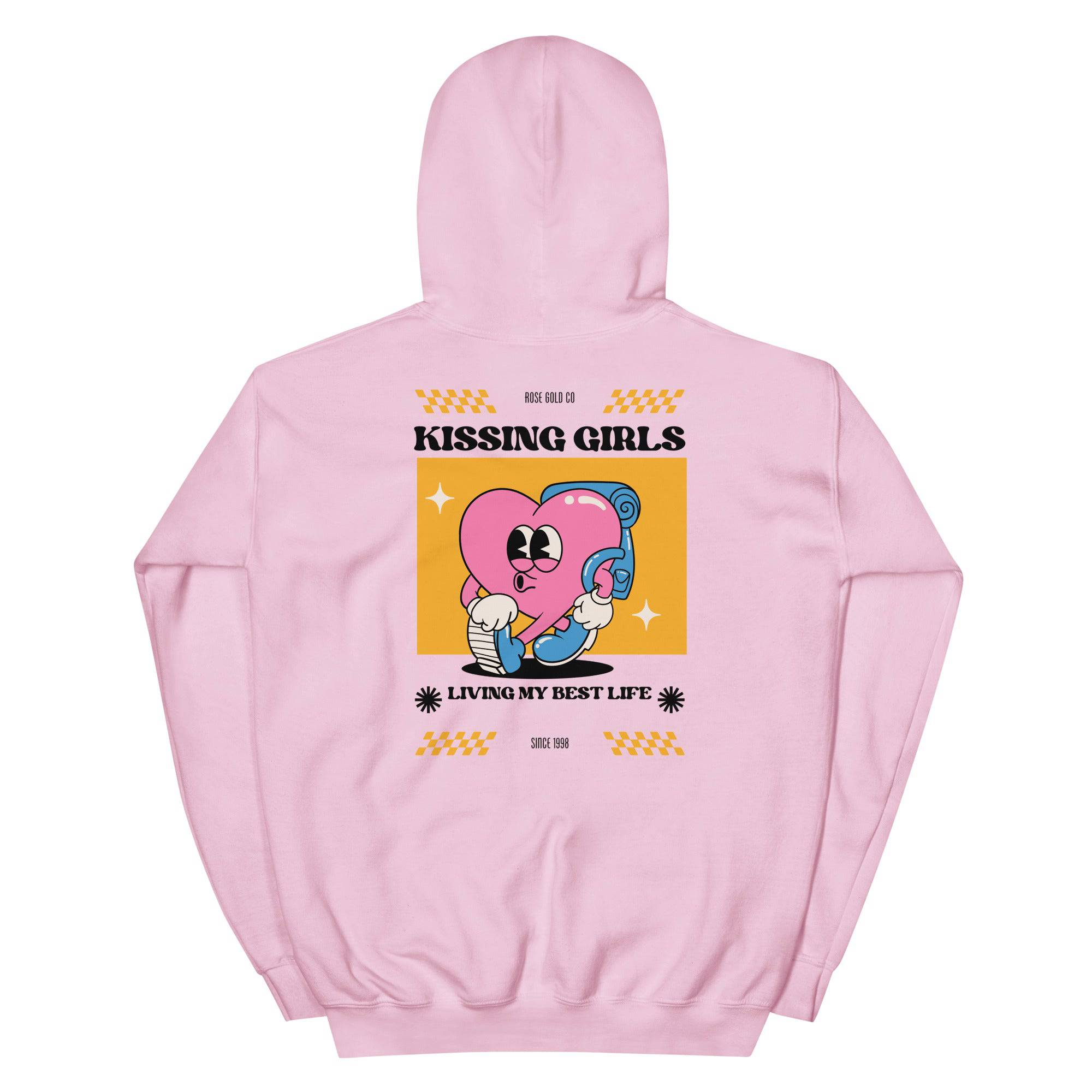 Kissing Girls Living My Best Life hoodie, view 12 — Rose Gold Co