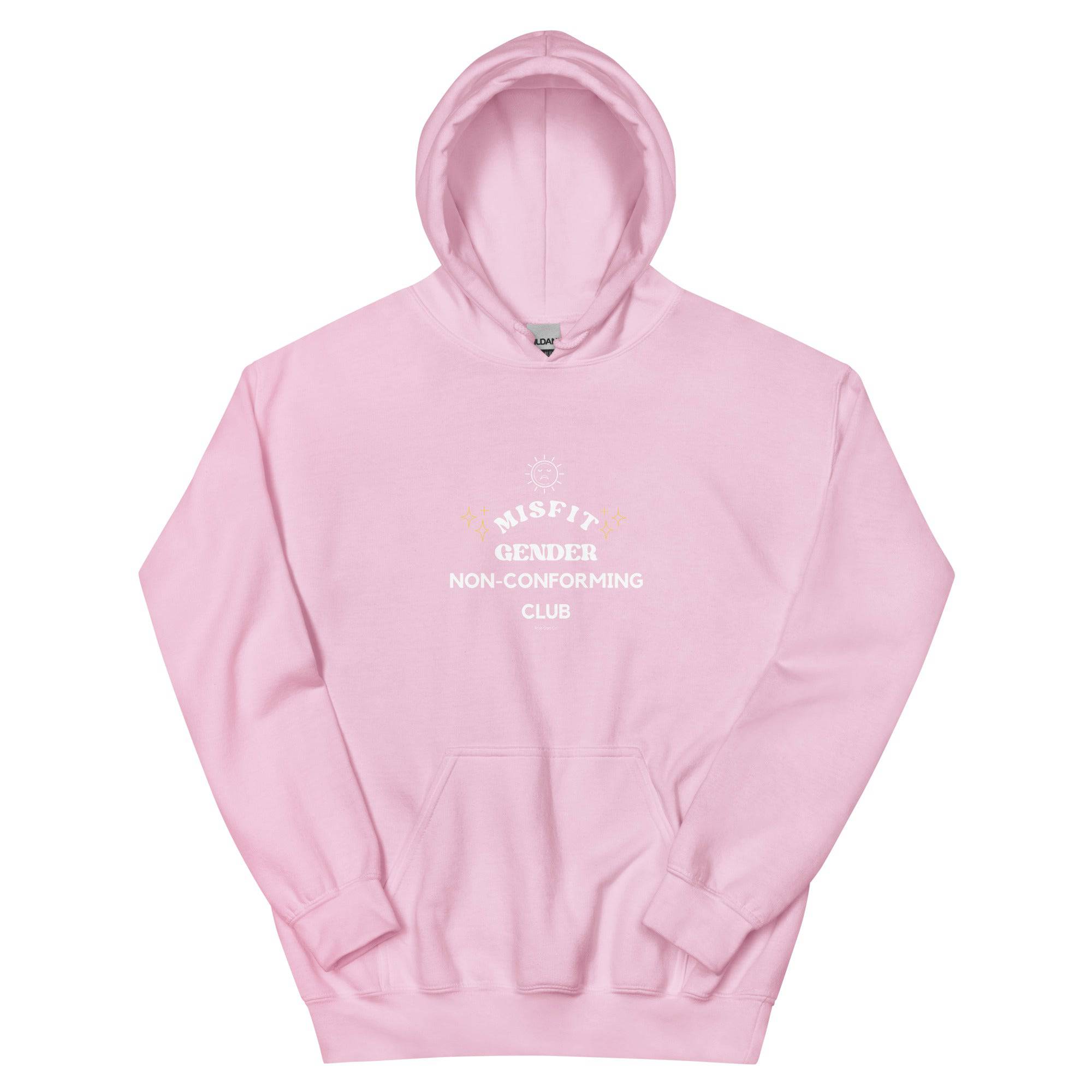 Misfit Club gender nonconforming hoodie, view 7 — Rose Gold Co